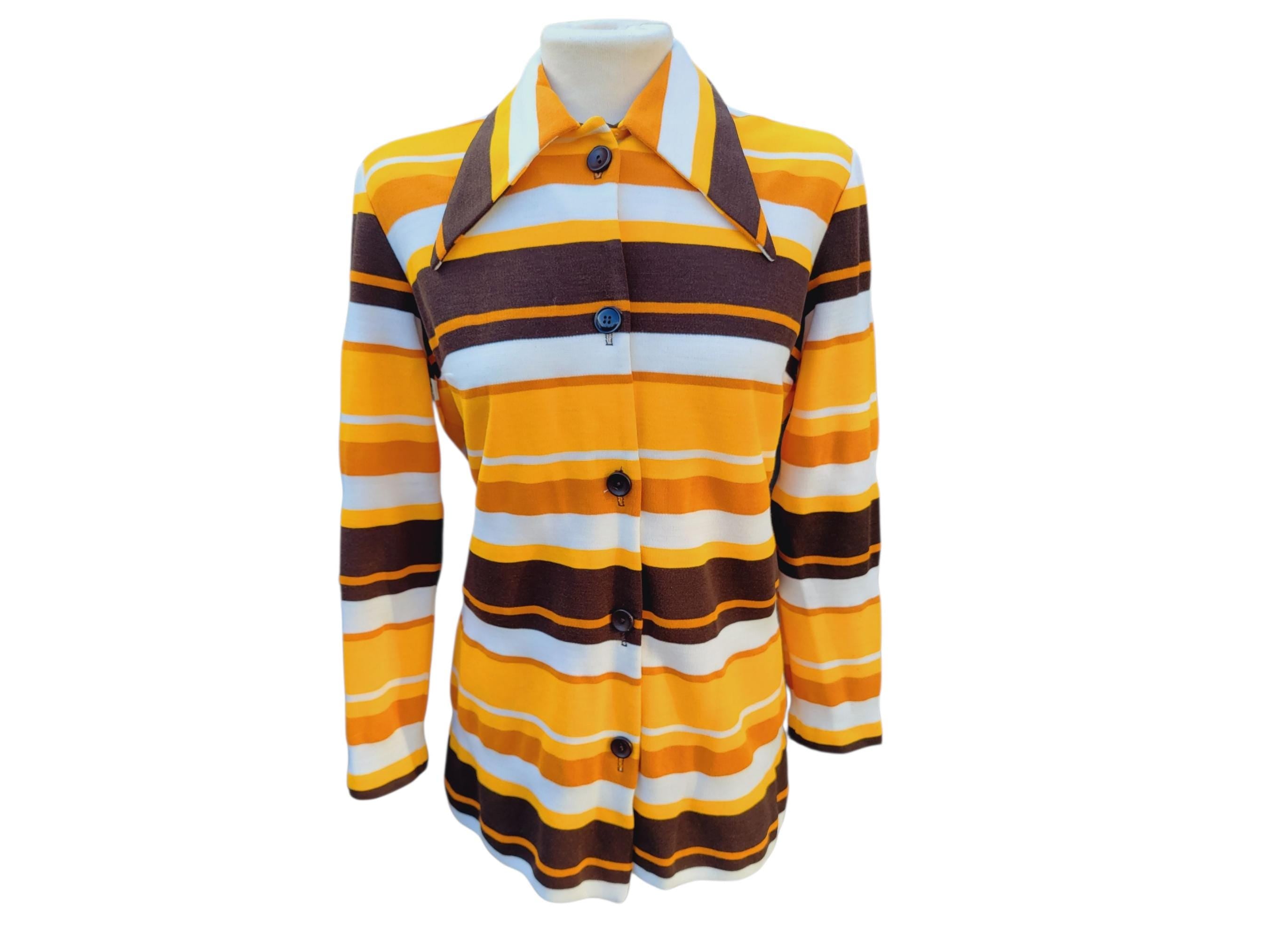 1960s 1970s Dagger Collar Shirt