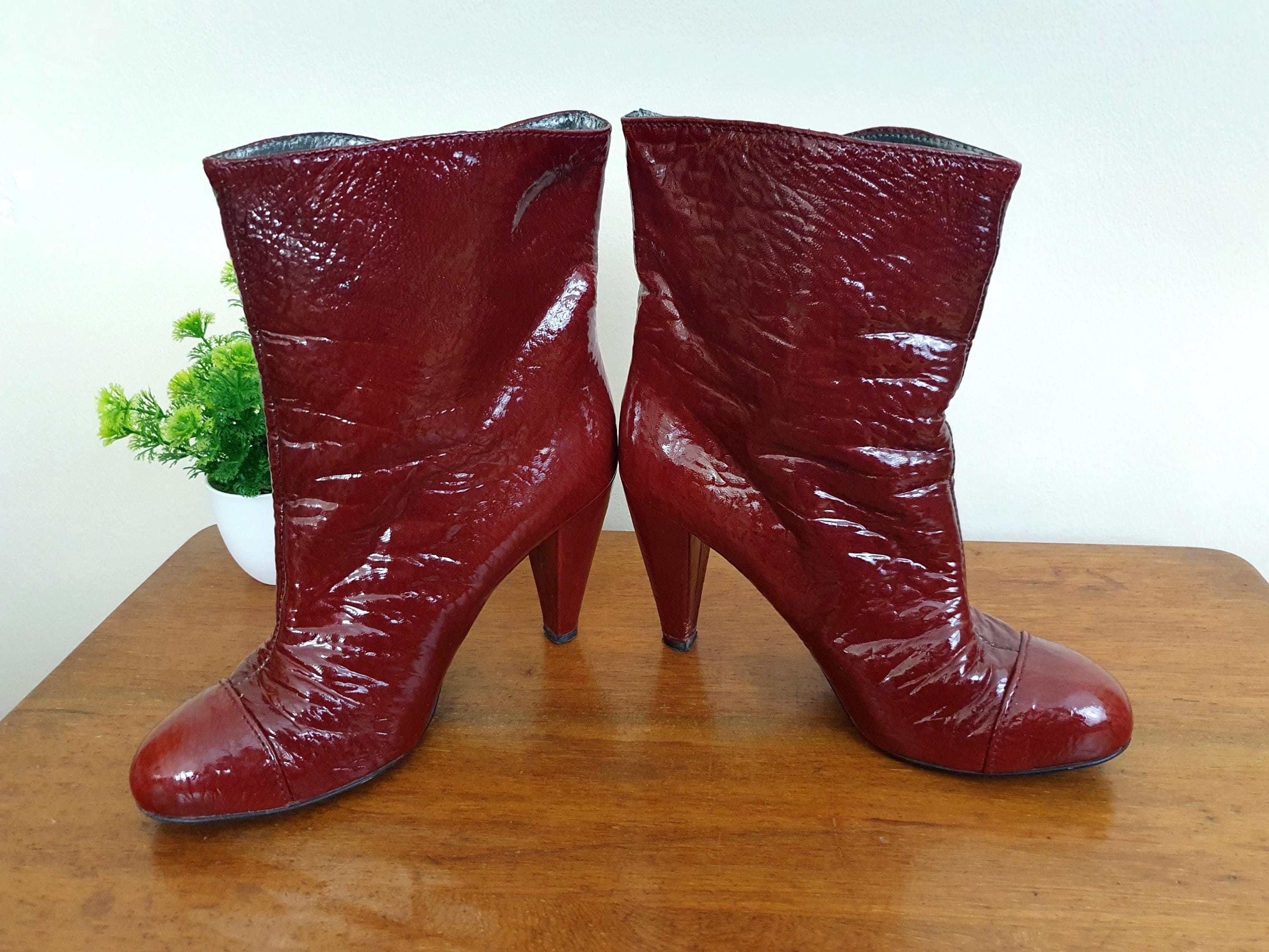 90s Miss Sixty Patent Dark Red Boots