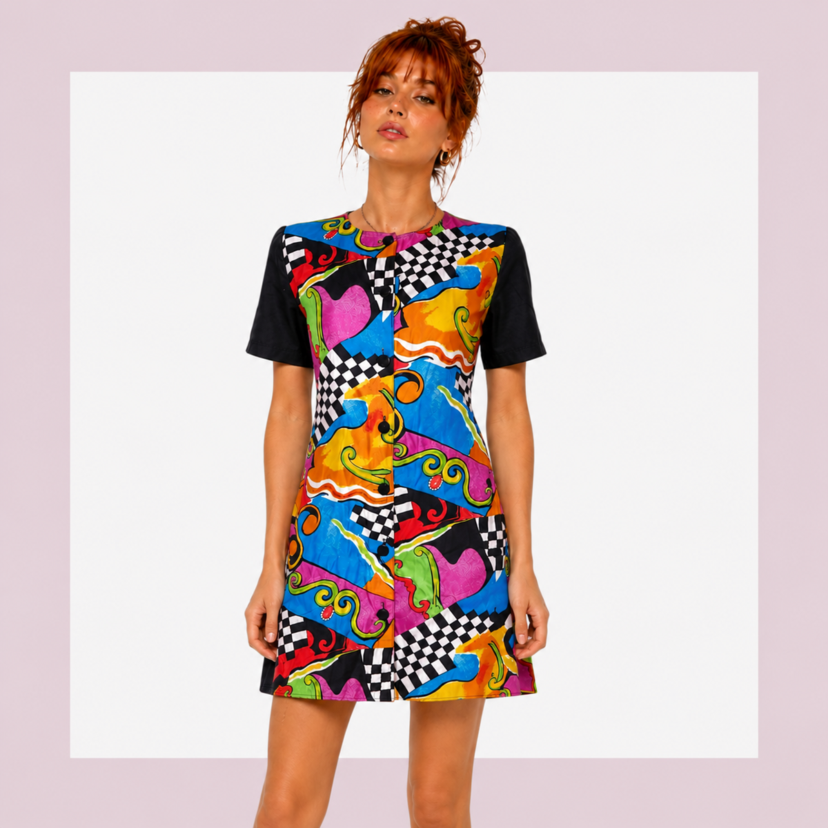 1990s Funky Abstract Mini Dress