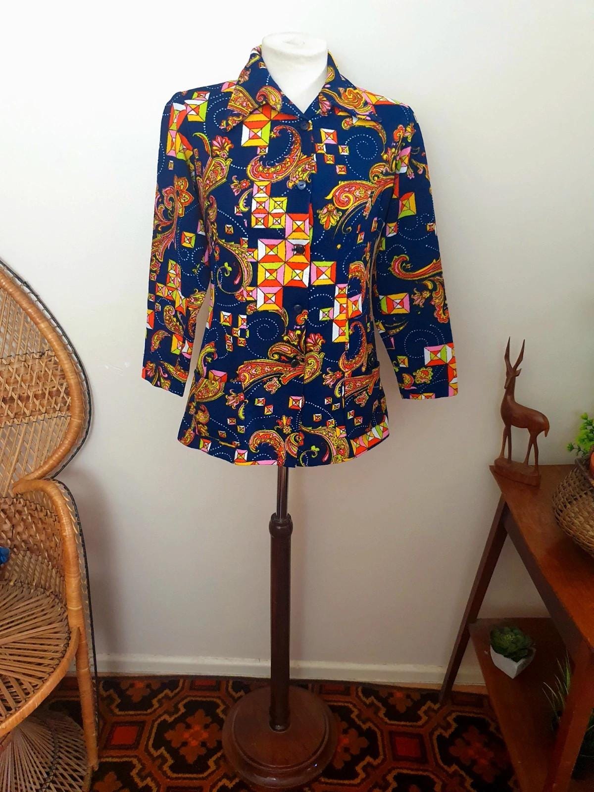 1960s Dagger Collar Tunic Shirt