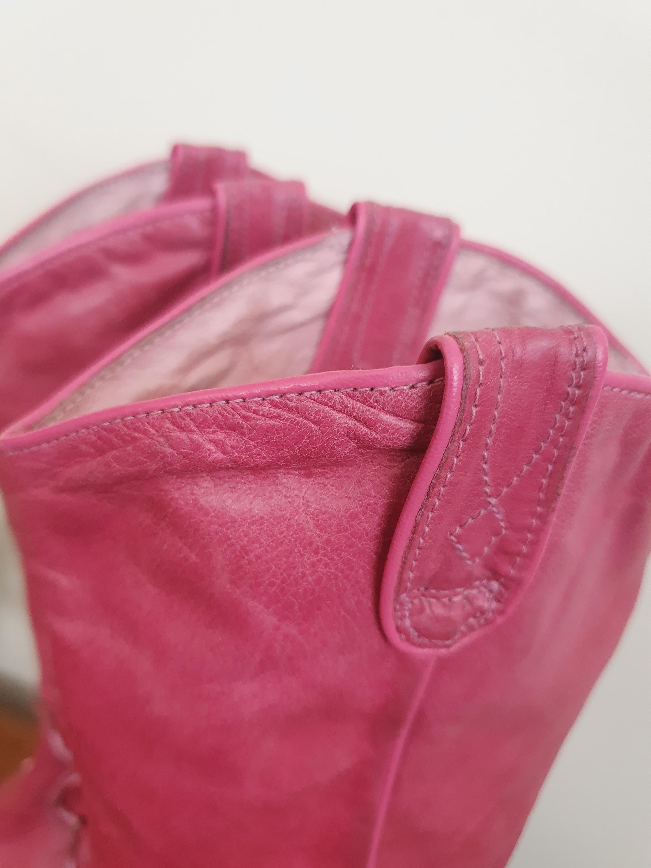 1970s Pink Leather Cow Girl Boots