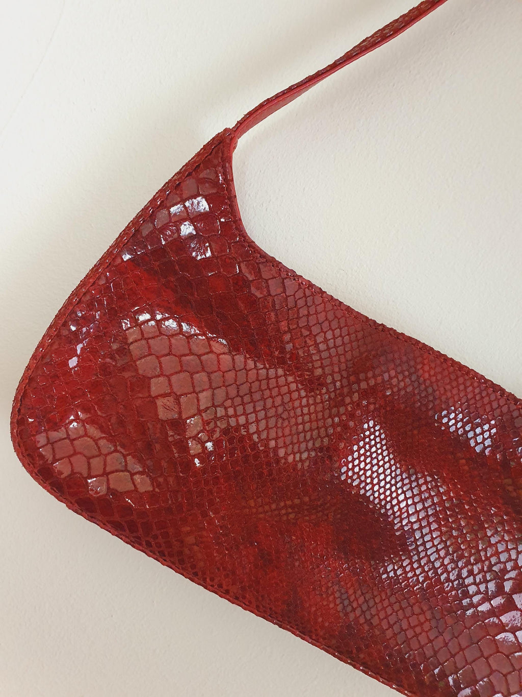 Y2k Vintage Dark Red Leather Shoulder Bag