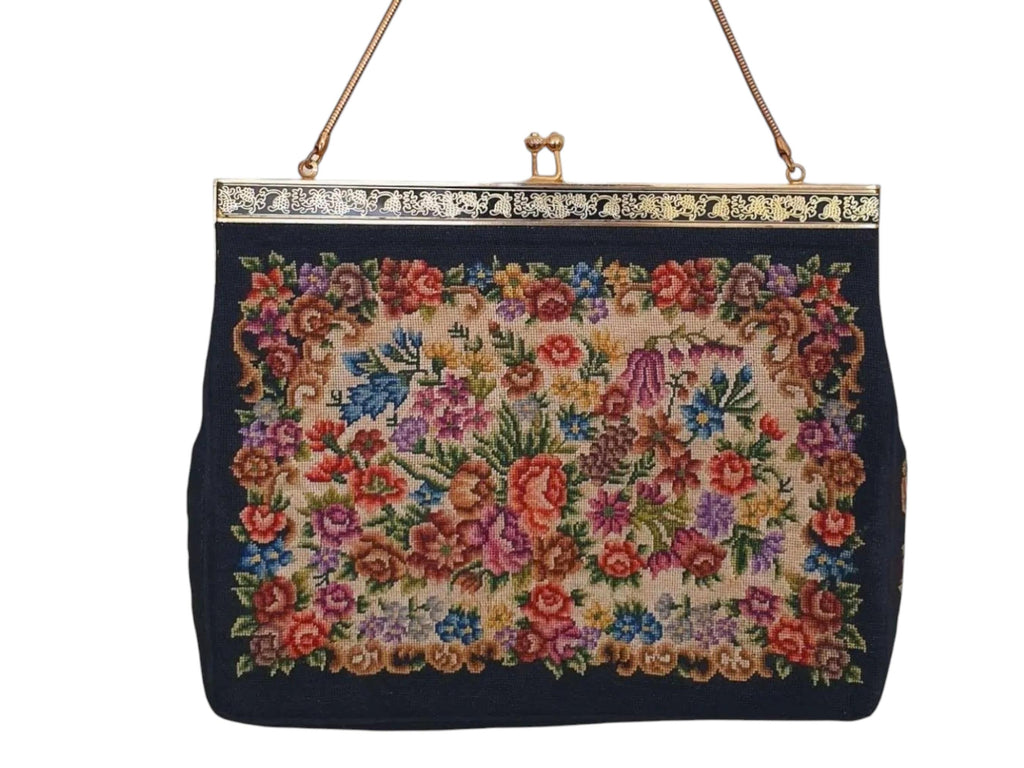 Antique Micro Petit Point Embroidered Purse
