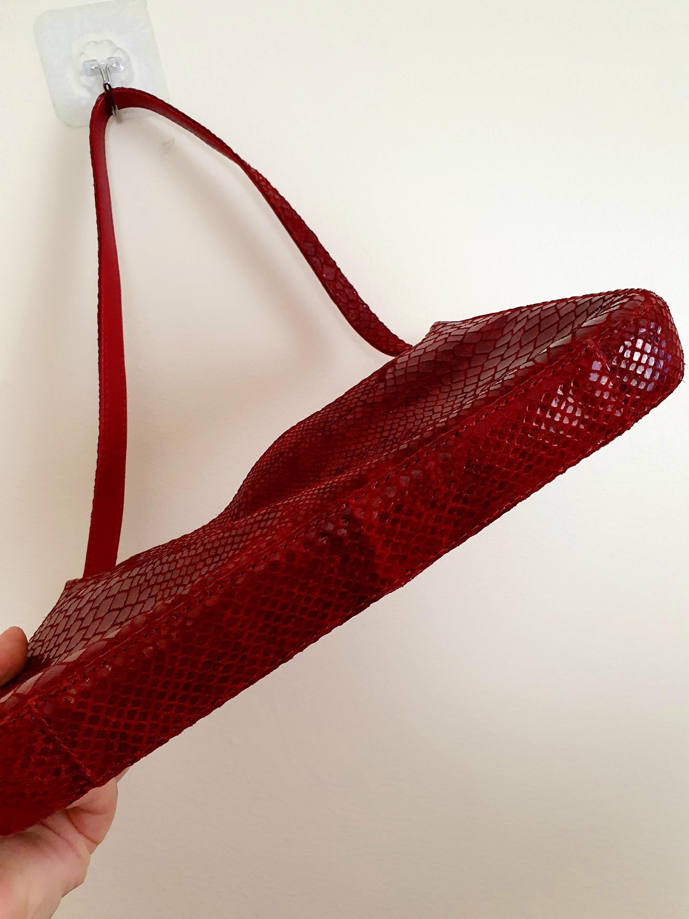 Y2k Vintage Dark Red Leather Shoulder Bag
