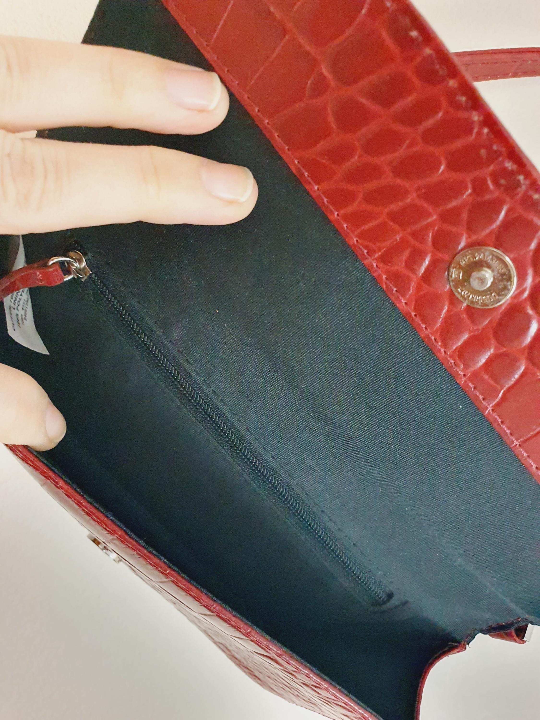 Y2k Vintage Dark Red Leather Shoulder Bag