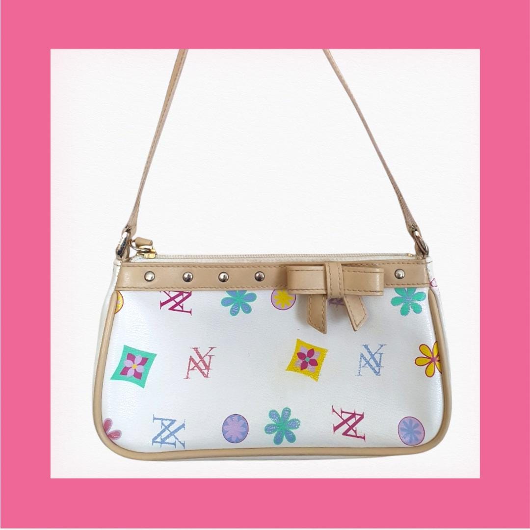 Y2k White Monogram Shoulder Bag