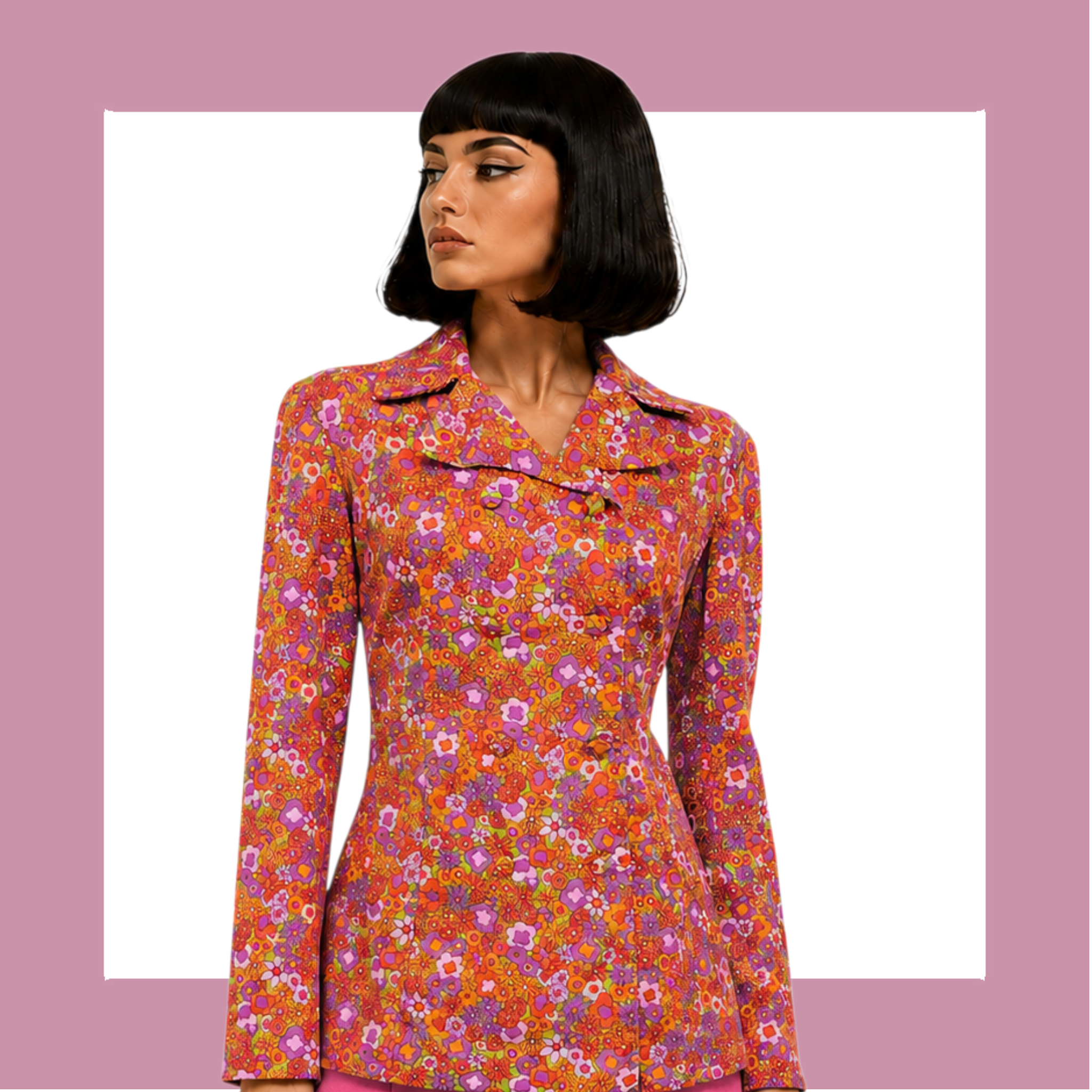 Rare Vintage 1960s Psychedelic Flower Power Mod Blazer