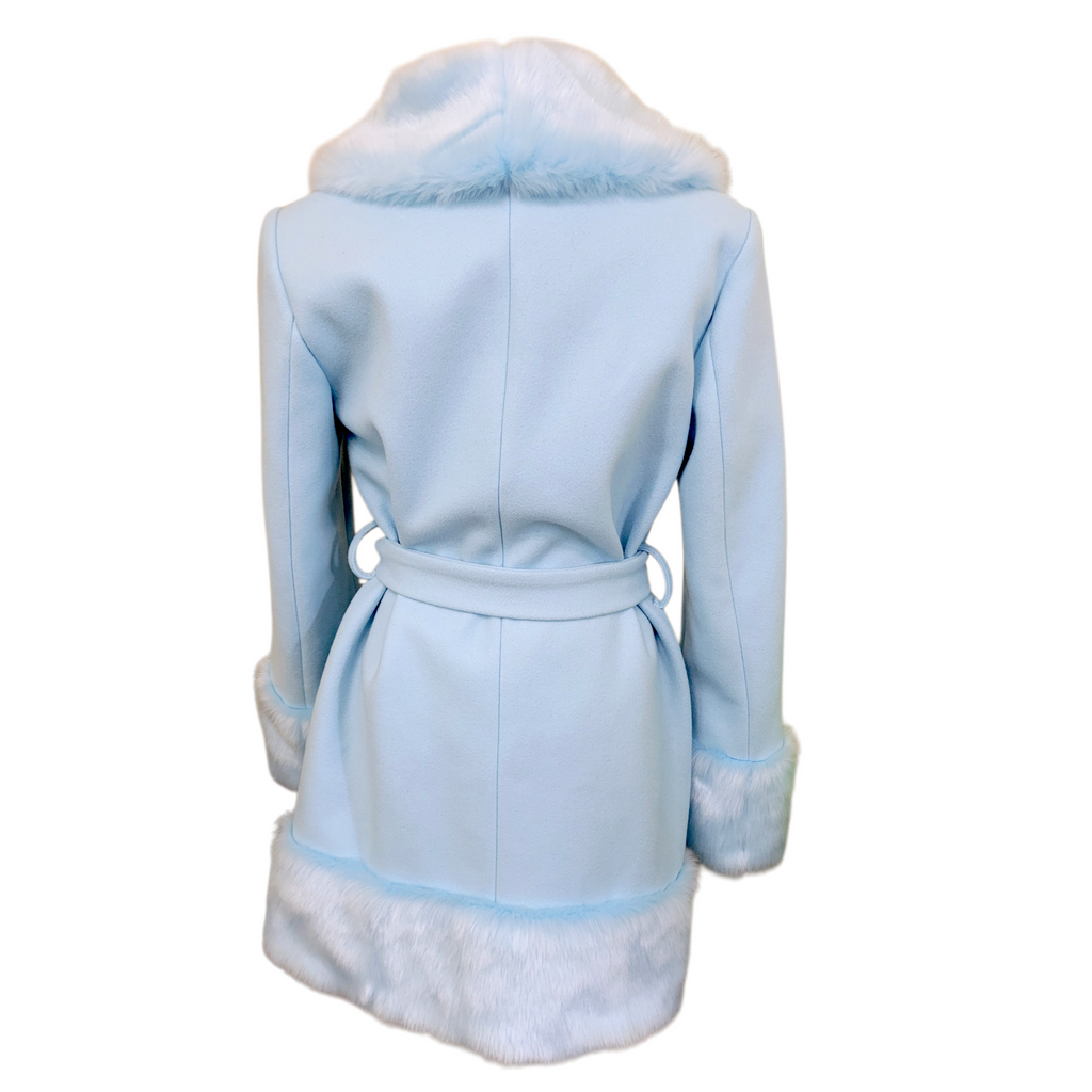 Rare 1990s Baby Blue Faux Fur Penny Lane Coat