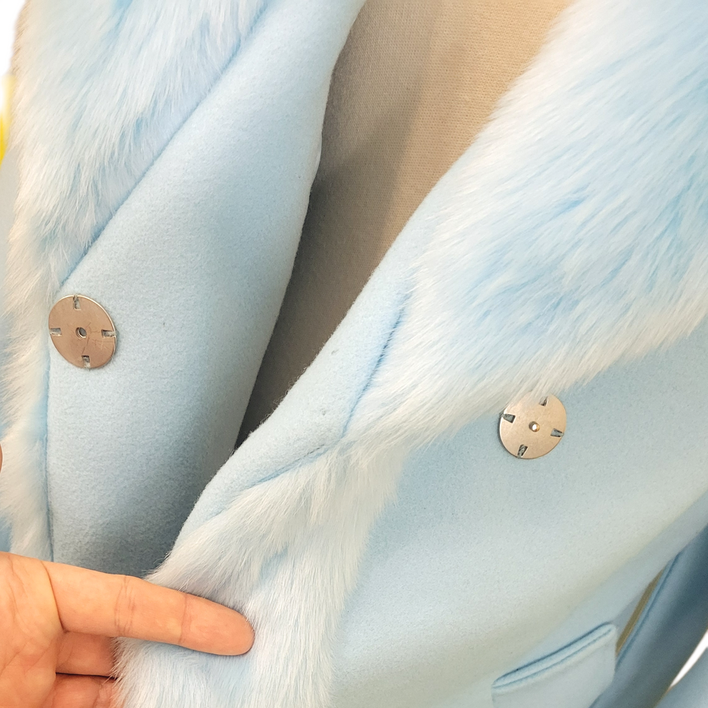 Rare 1990s Baby Blue Faux Fur Penny Lane Coat