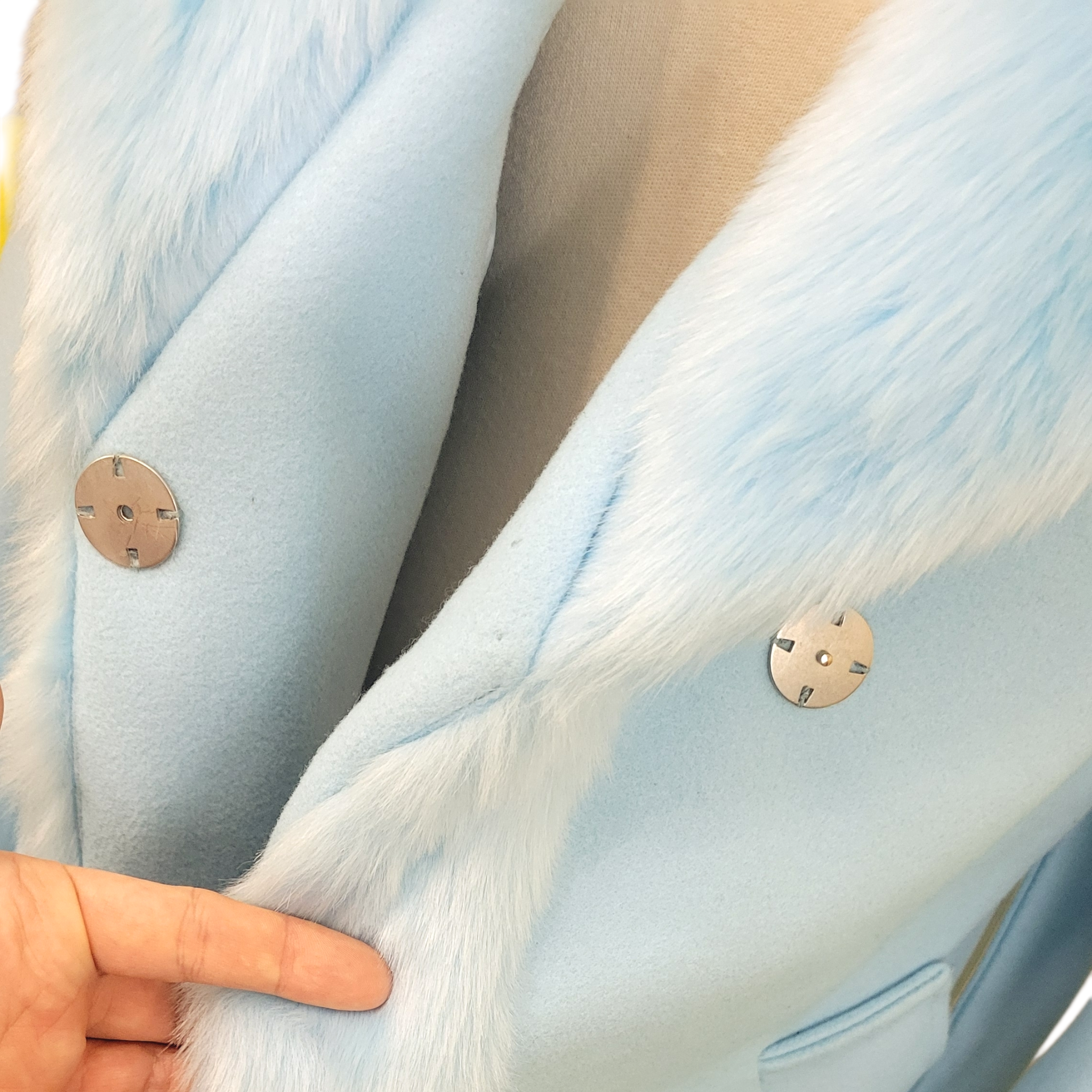 Rare 1990s Baby Blue Faux Fur Penny Lane Coat