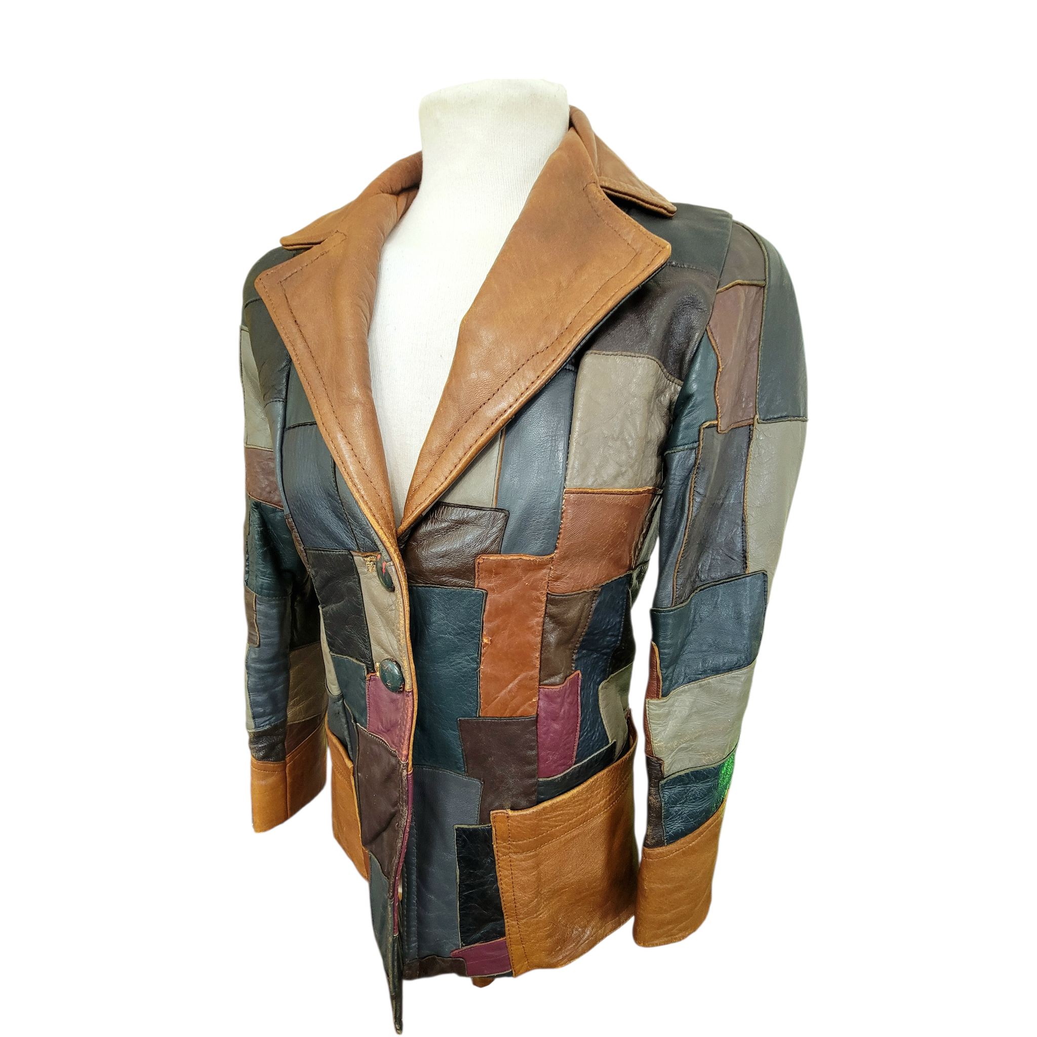 Bohemian patchwork leather festival jacket