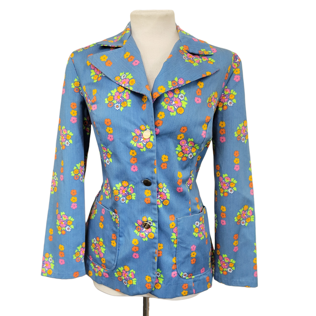 1970s flower power floral blazer