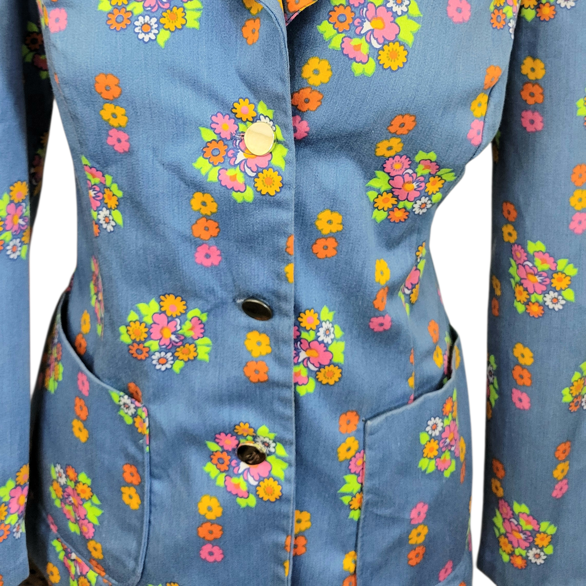 1970s boho floral tailored blazer