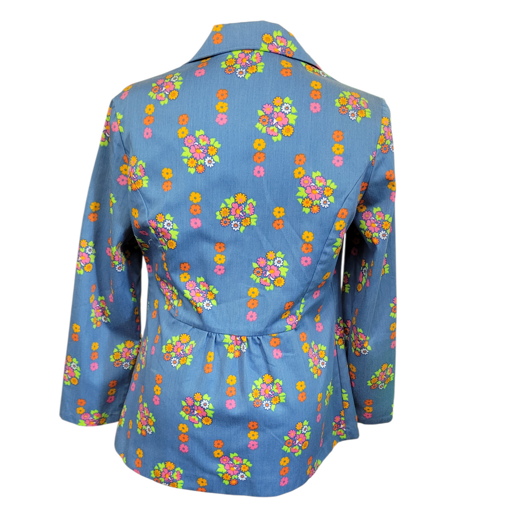 Light blue vintage floral fitted blazer