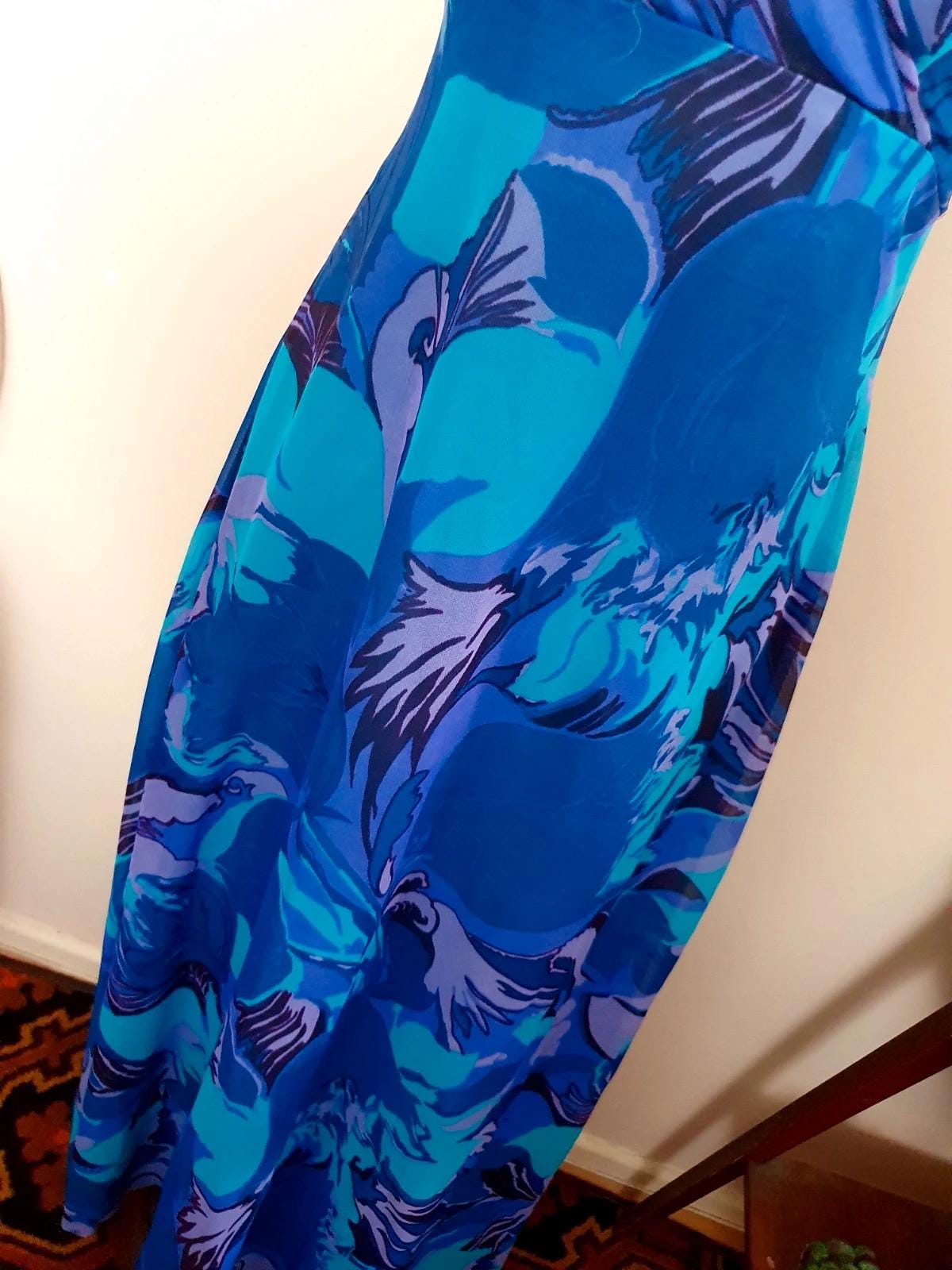 Unique 1970s Chiffon Evening Gown