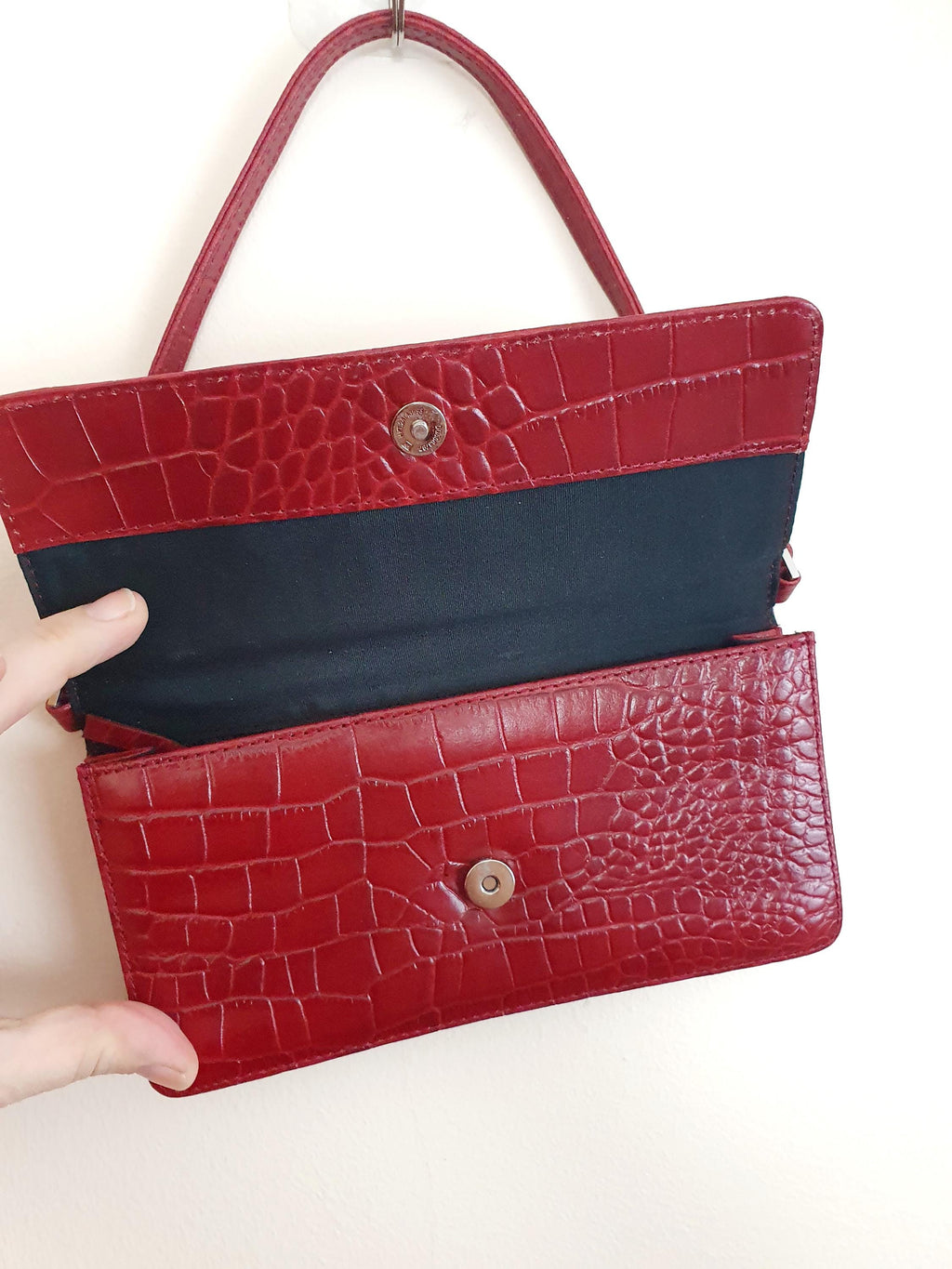 Y2k Vintage Dark Red Leather Shoulder Bag