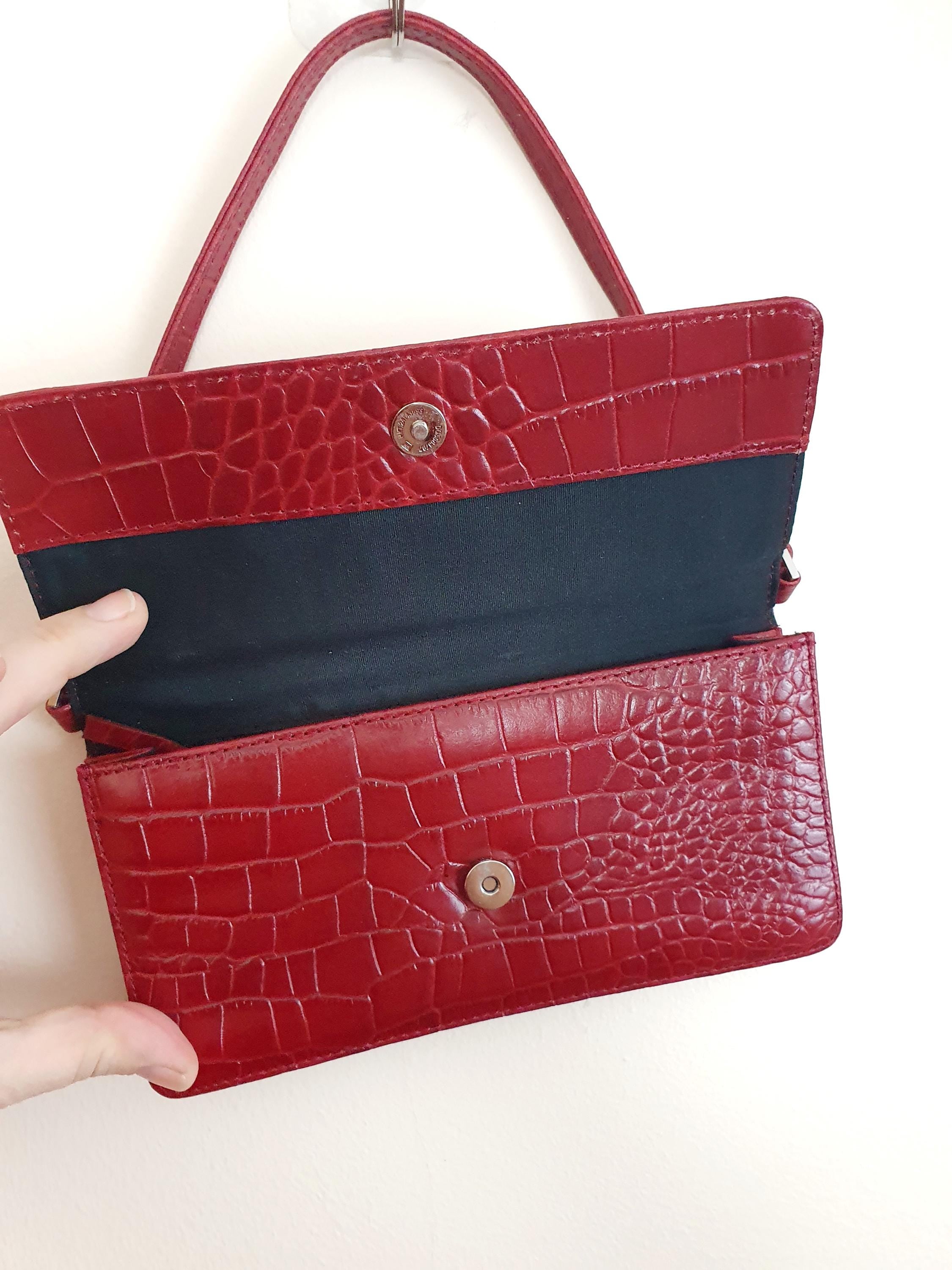 Y2k Vintage Dark Red Leather Shoulder Bag