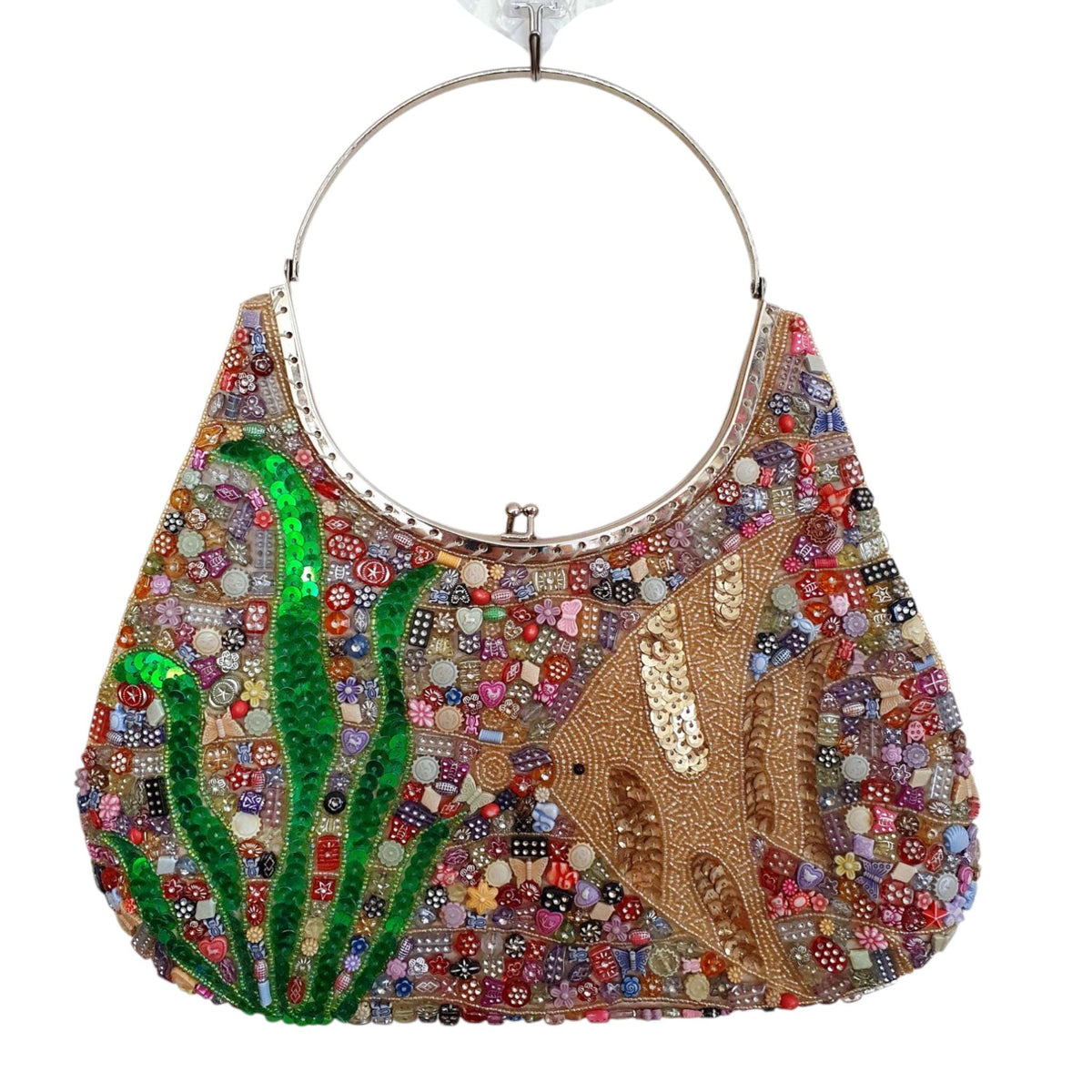 Vintage Seascape kiss Clasp Evening Purse
