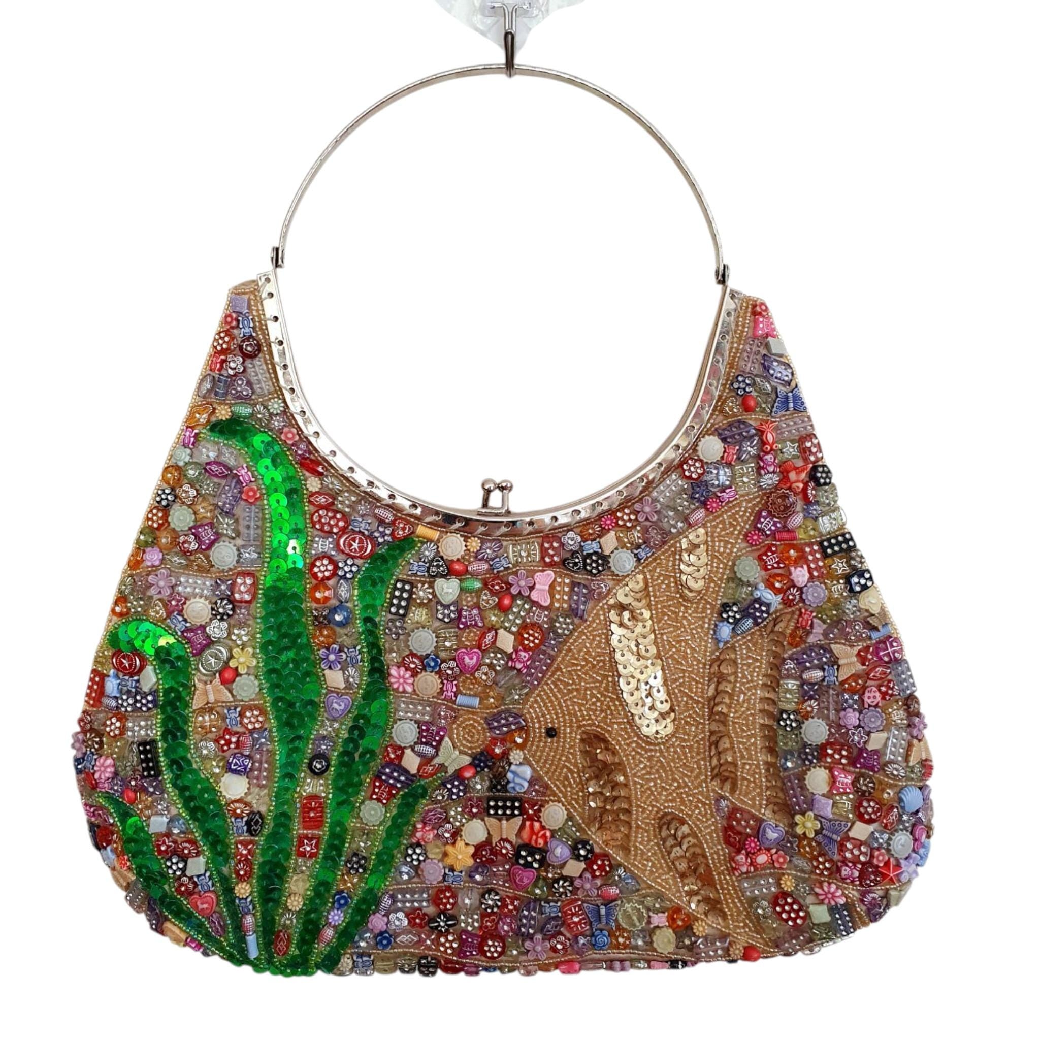 Vintage Seascape kiss Clasp Evening Purse