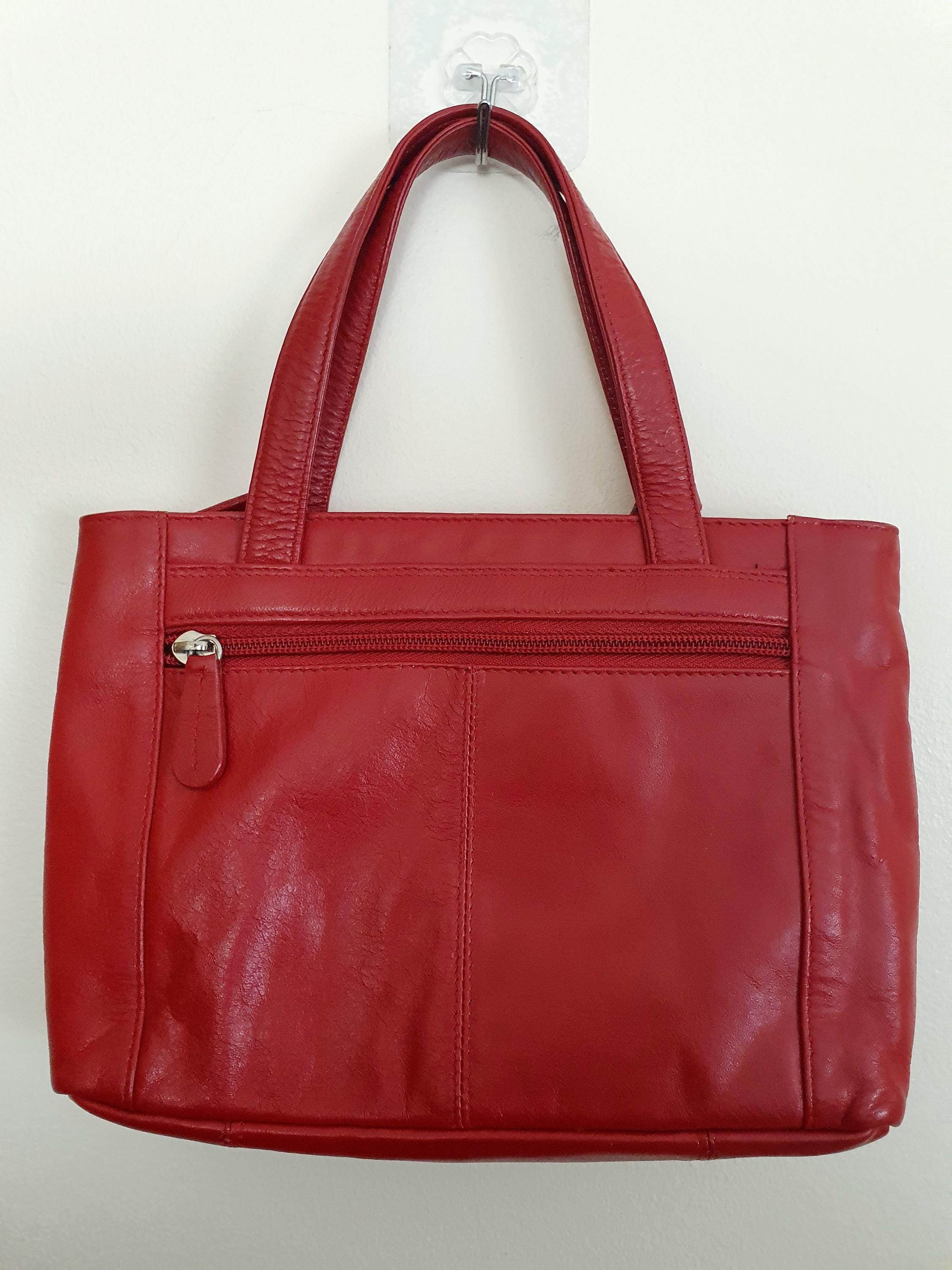 Y2k Red Soft Leather Tote Bag