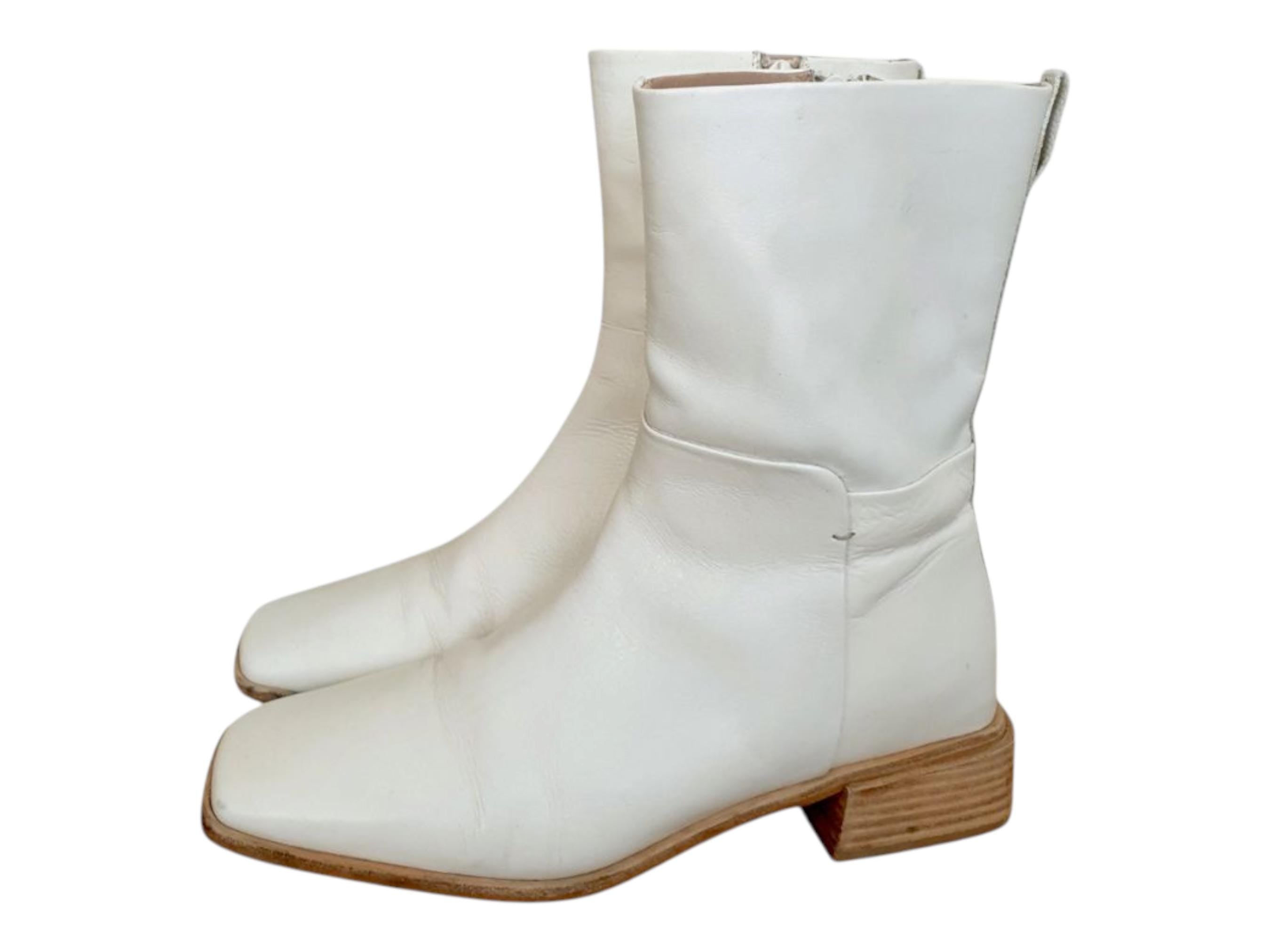 Y2k  Leather Off White John Lewis Ankle Boots