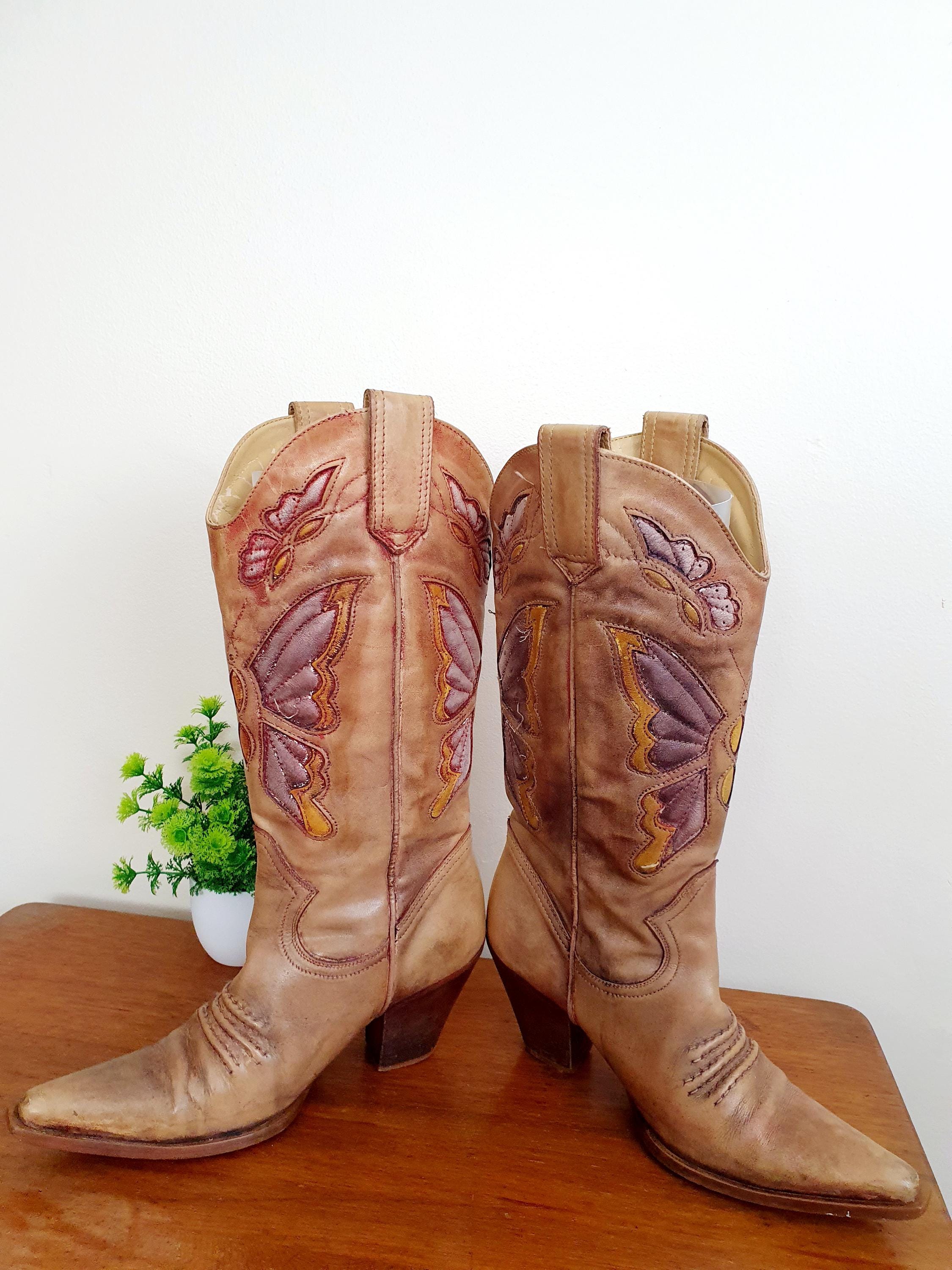 Dune 1990s Y2k Beige Cow Girl Boots