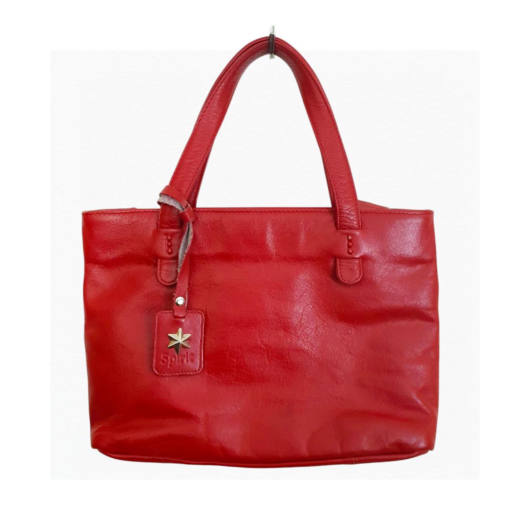 Y2k Red Soft Leather Tote Bag