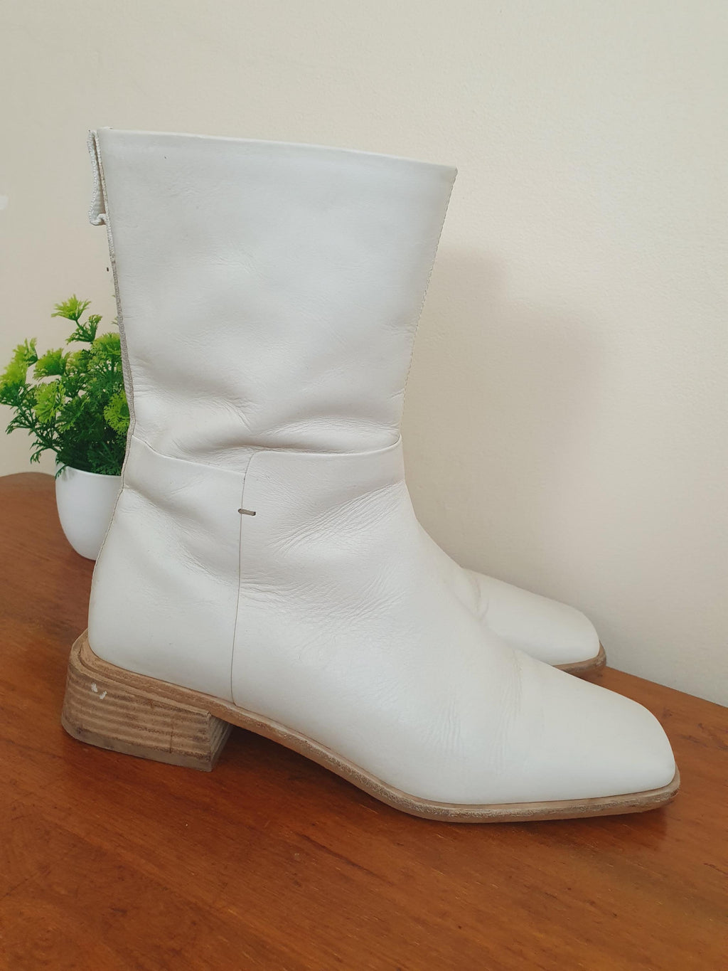 Y2k  Leather Off White John Lewis Ankle Boots