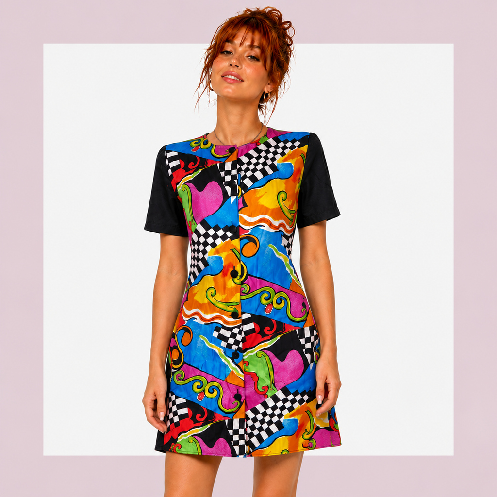 1990s Funky Abstract Mini Dress