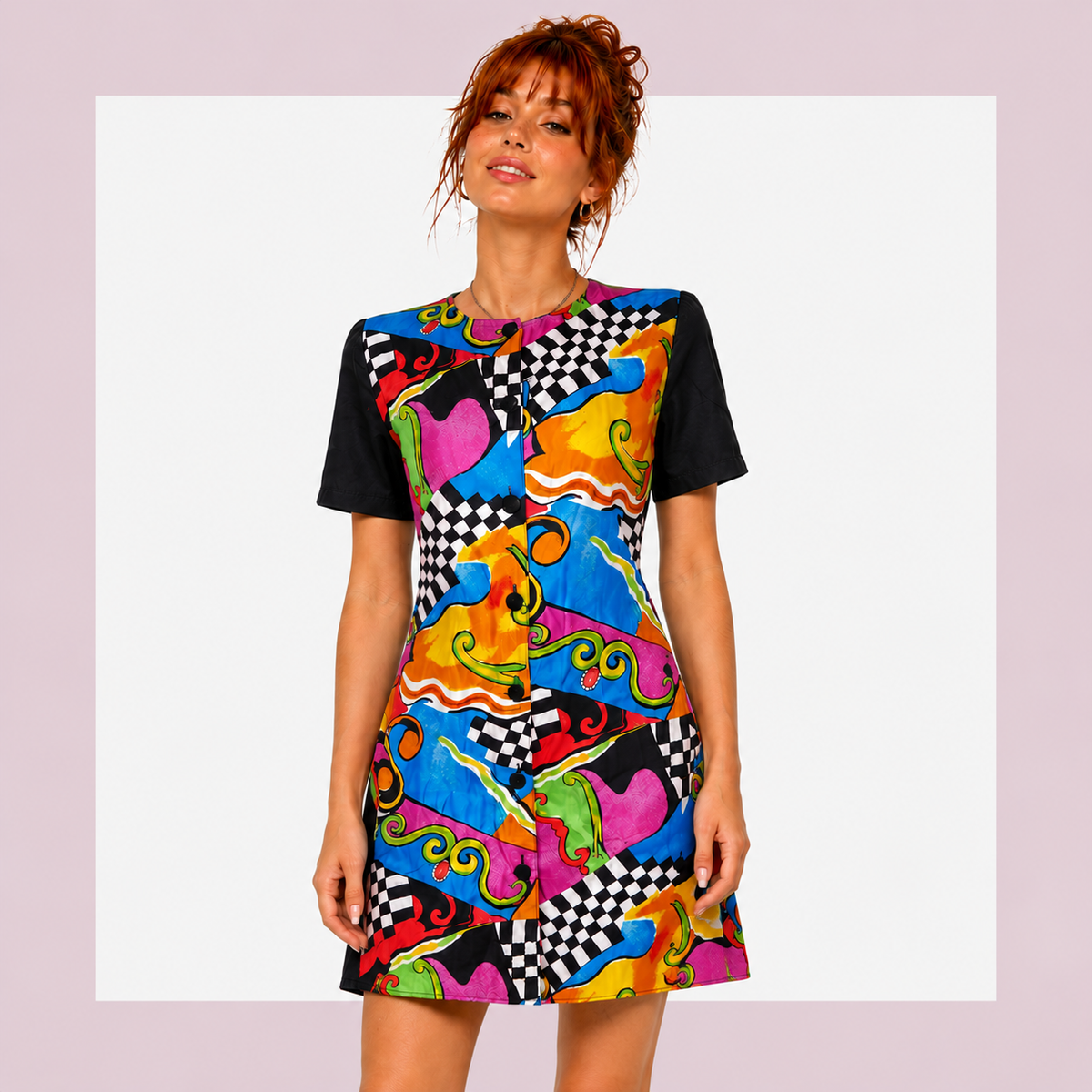 1990s Funky Abstract Mini Dress