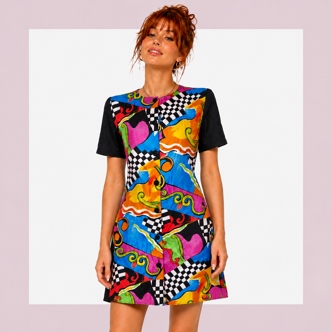 1990s Funky Abstract Mini Dress