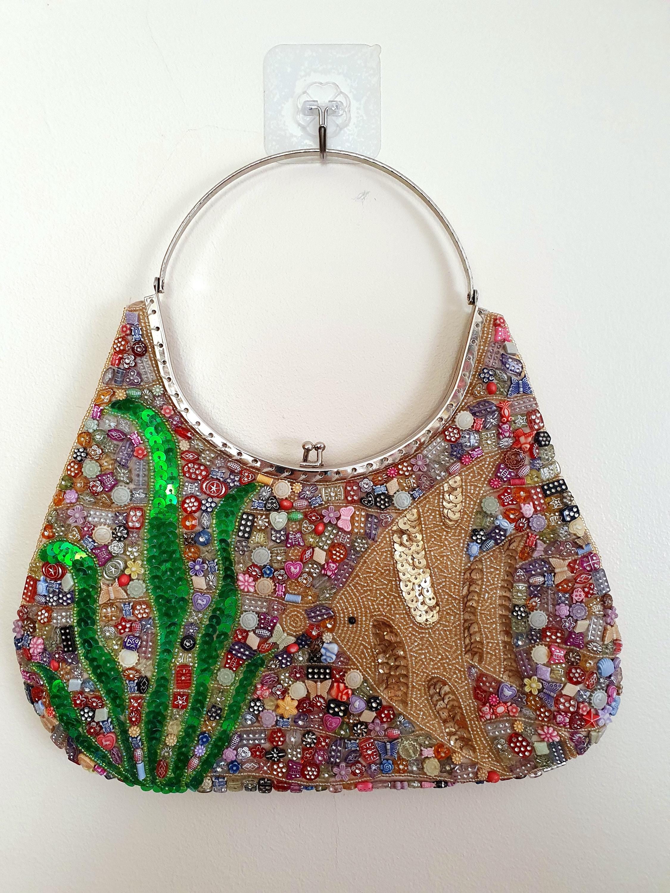 Vintage Seascape kiss Clasp Evening Purse