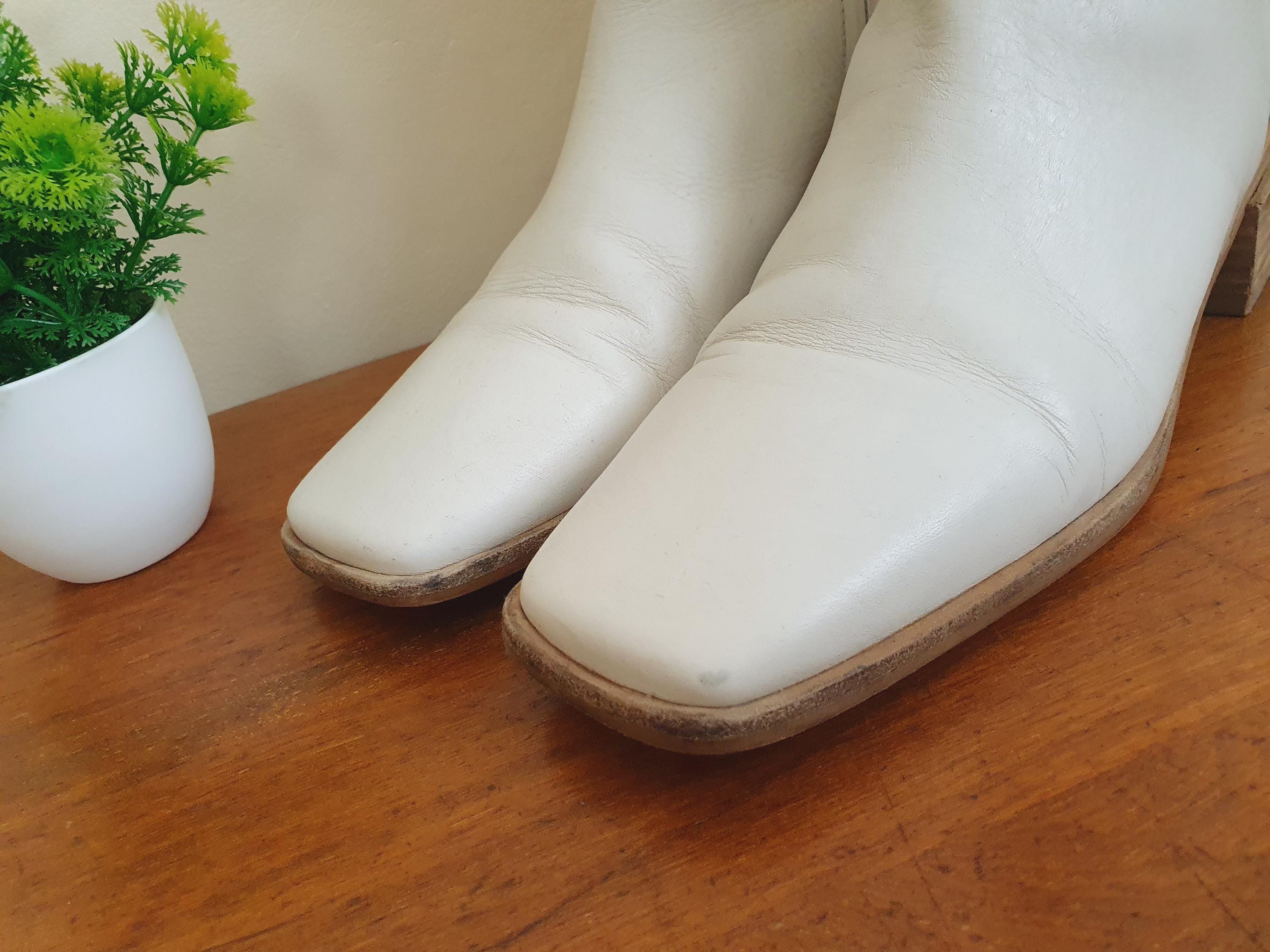 Y2k  Leather Off White John Lewis Ankle Boots