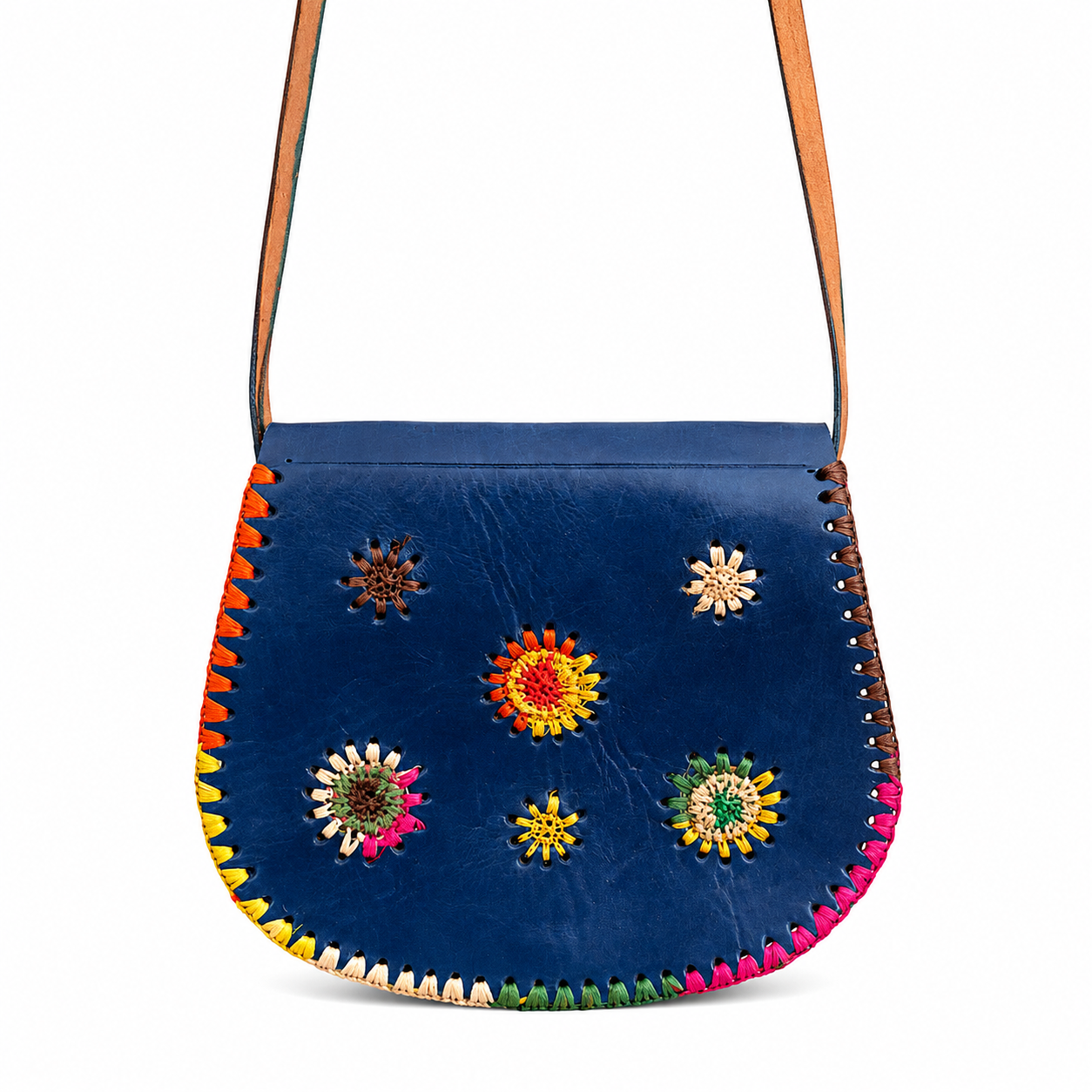 1970s Unique Leather Shoulder Bag