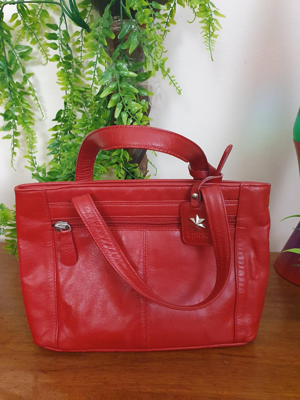 Y2k Red Soft Leather Tote Bag