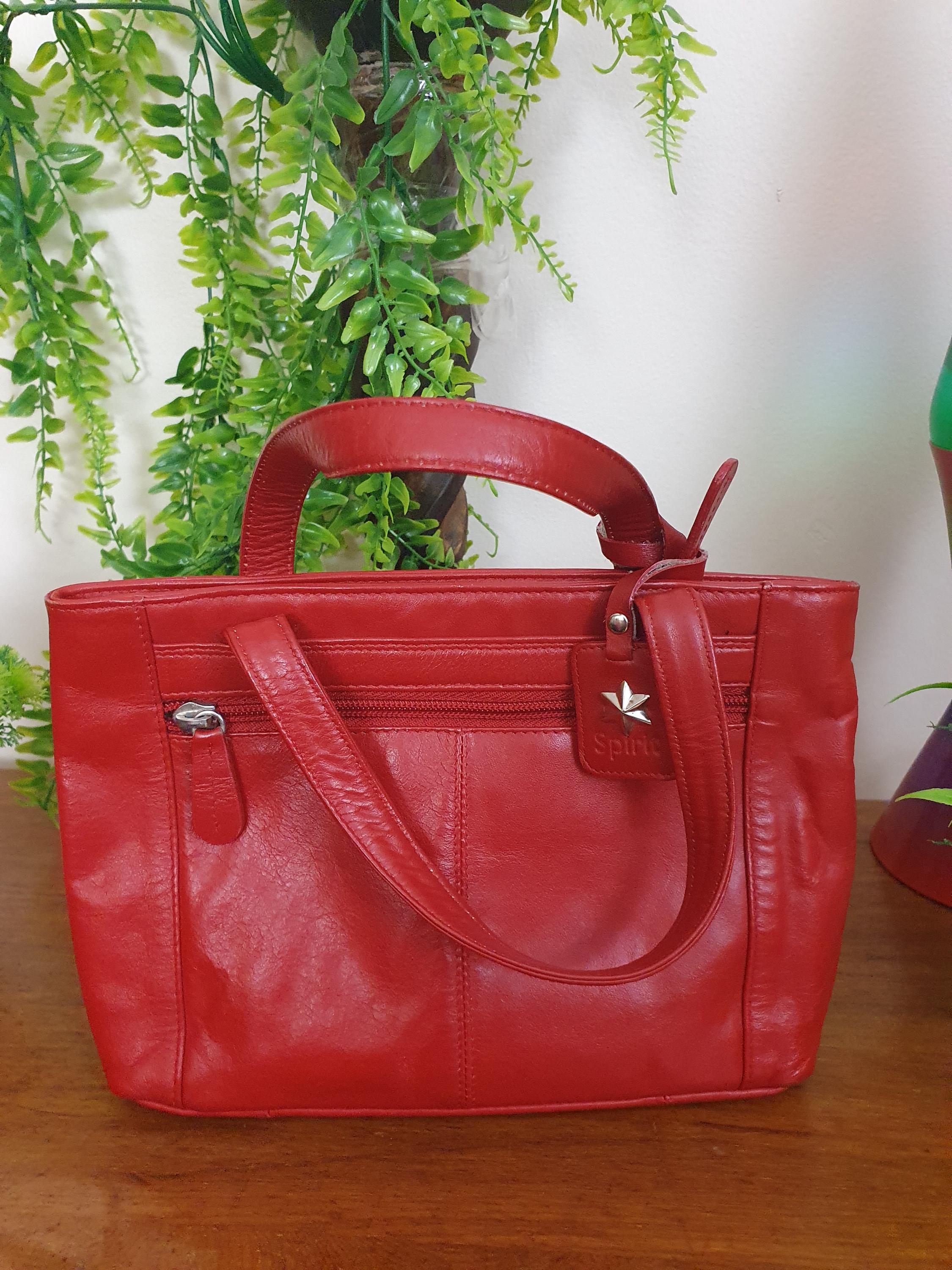 Y2k Red Soft Leather Tote Bag