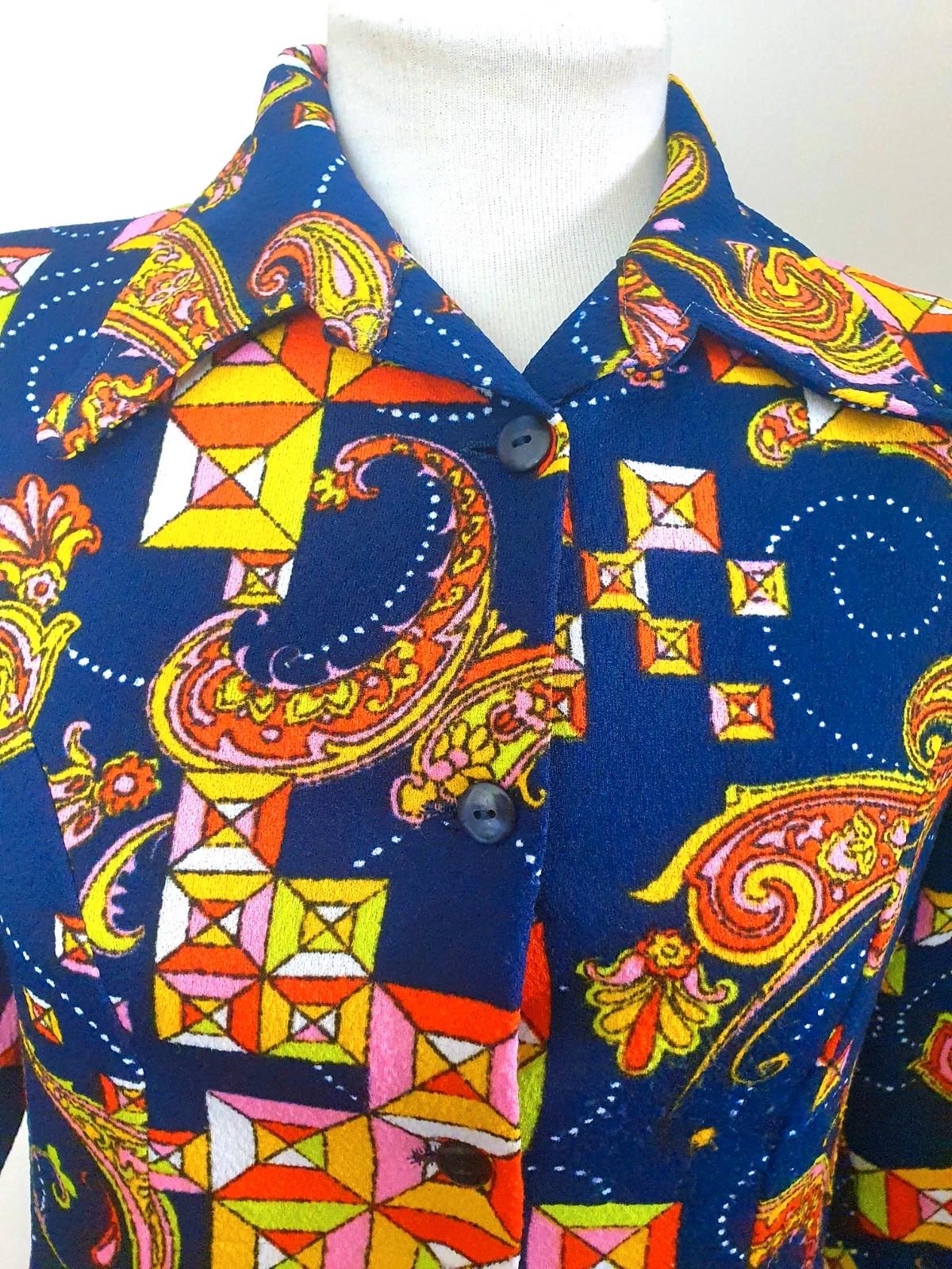 1960s Dagger Collar Tunic Shirt