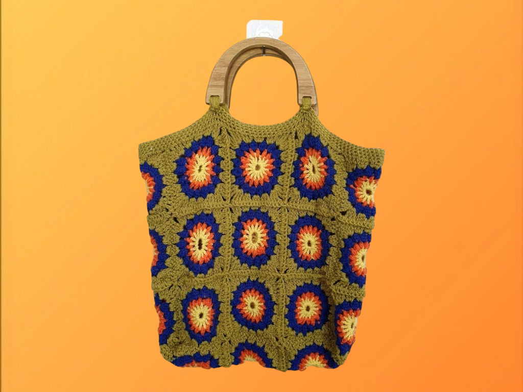 1970s Crochet Shopper Tote Bag