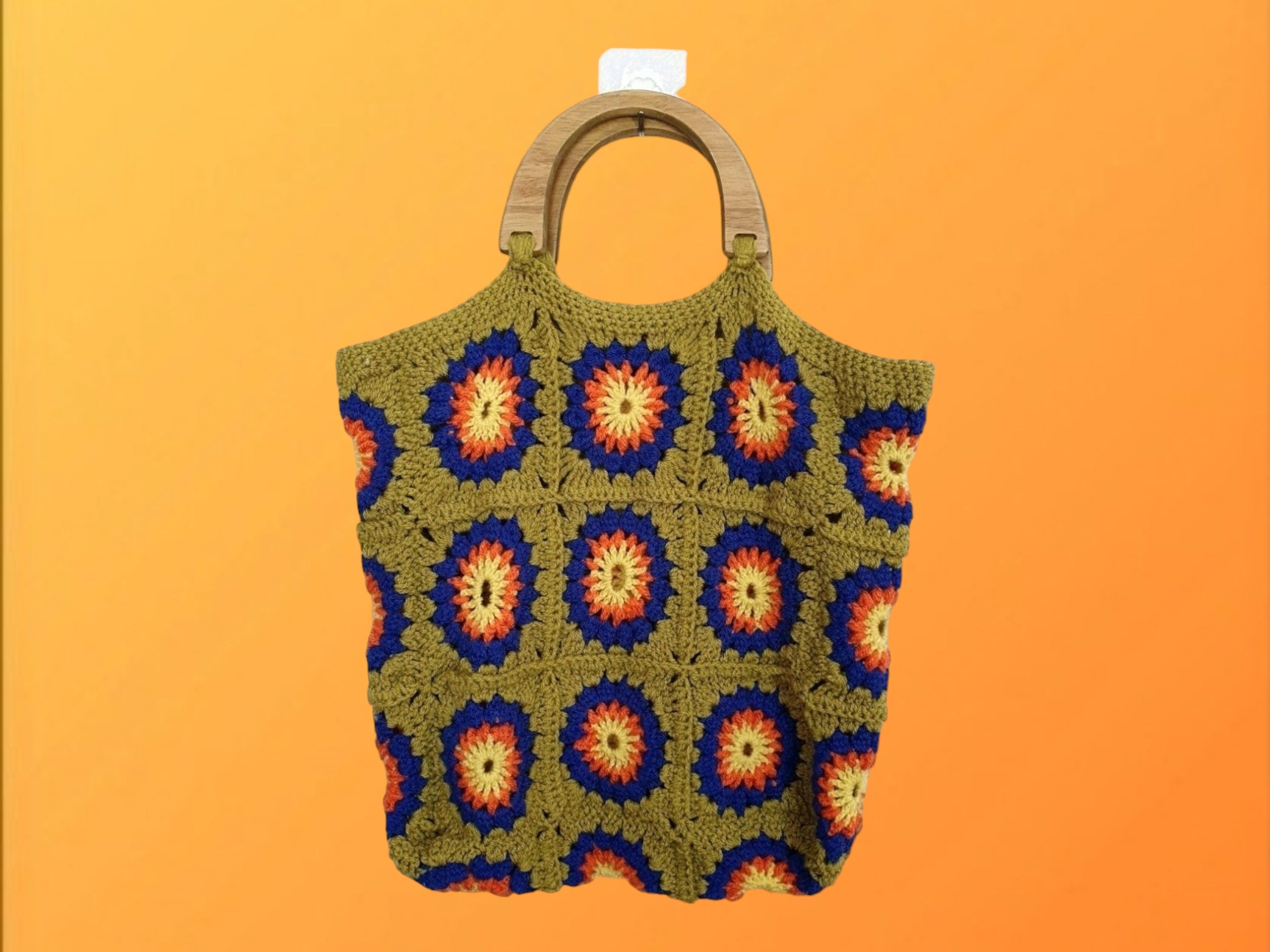 1970s Crochet Shopper Tote Bag