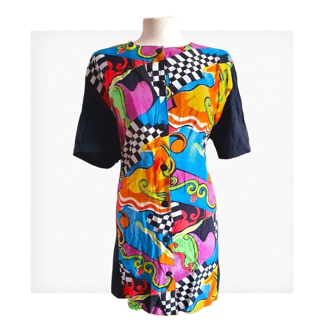 1990s Funky Abstract Mini Dress