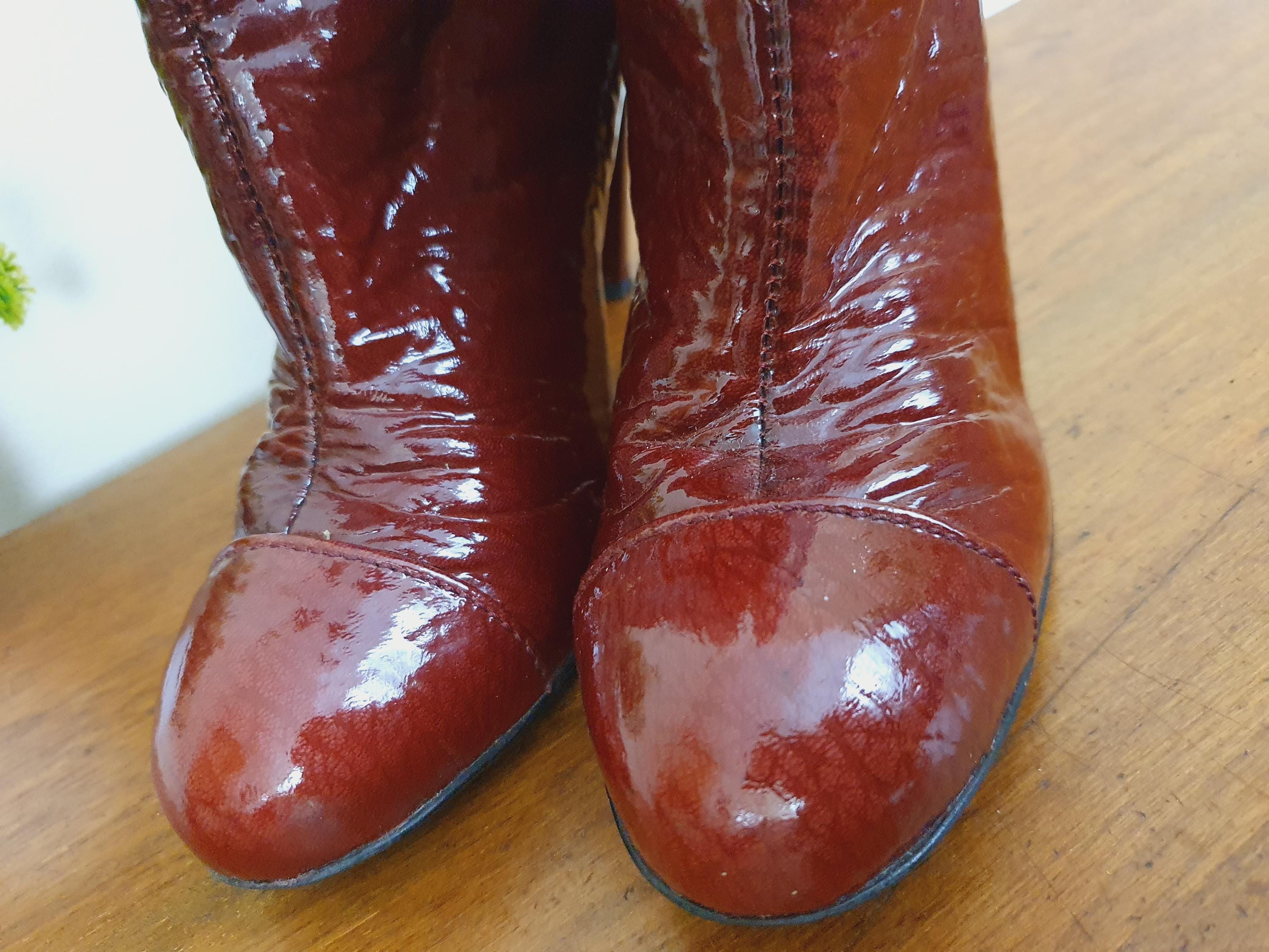 90s Miss Sixty Patent Dark Red Boots