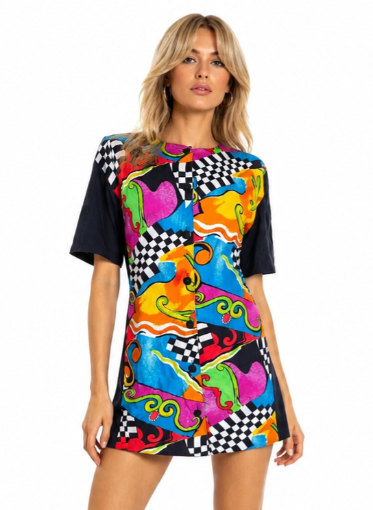 1990s Funky Abstract Mini Dress
