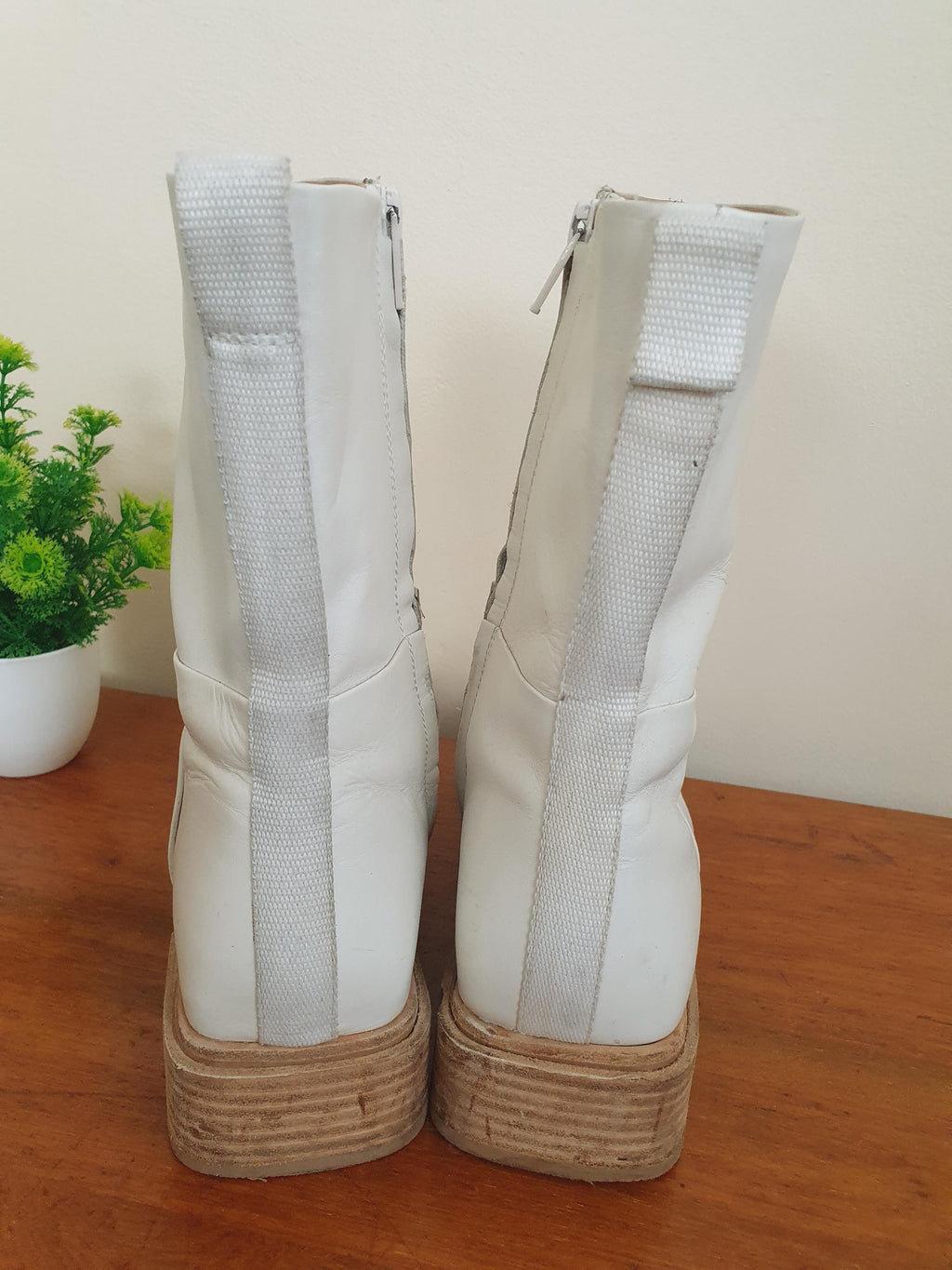 Y2k  Leather Off White John Lewis Ankle Boots