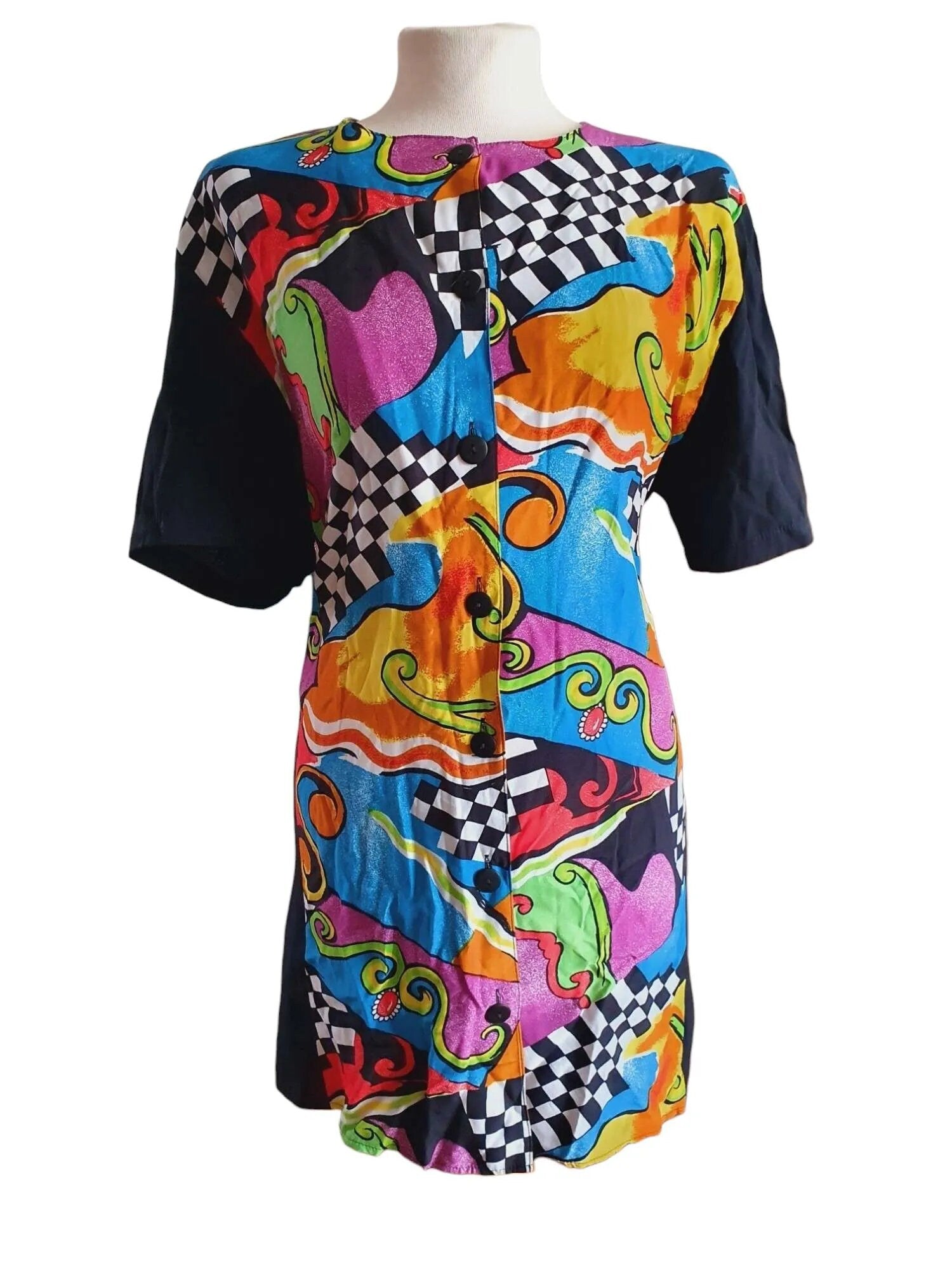 1990s Funky Abstract Mini Dress