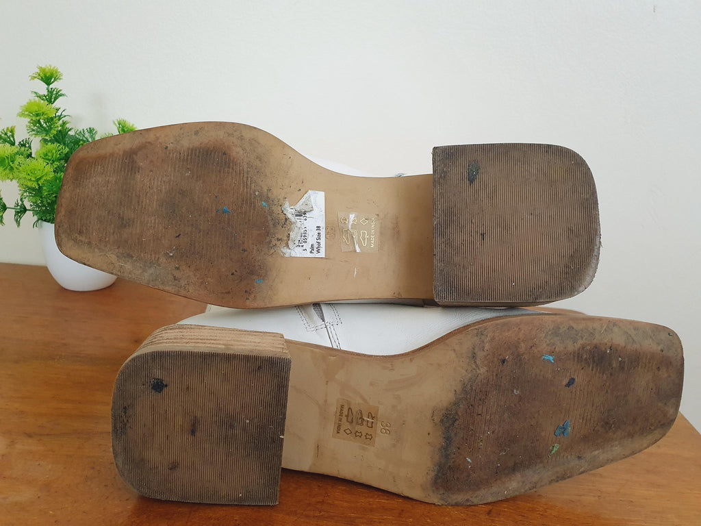 Y2k  Leather Off White John Lewis Ankle Boots
