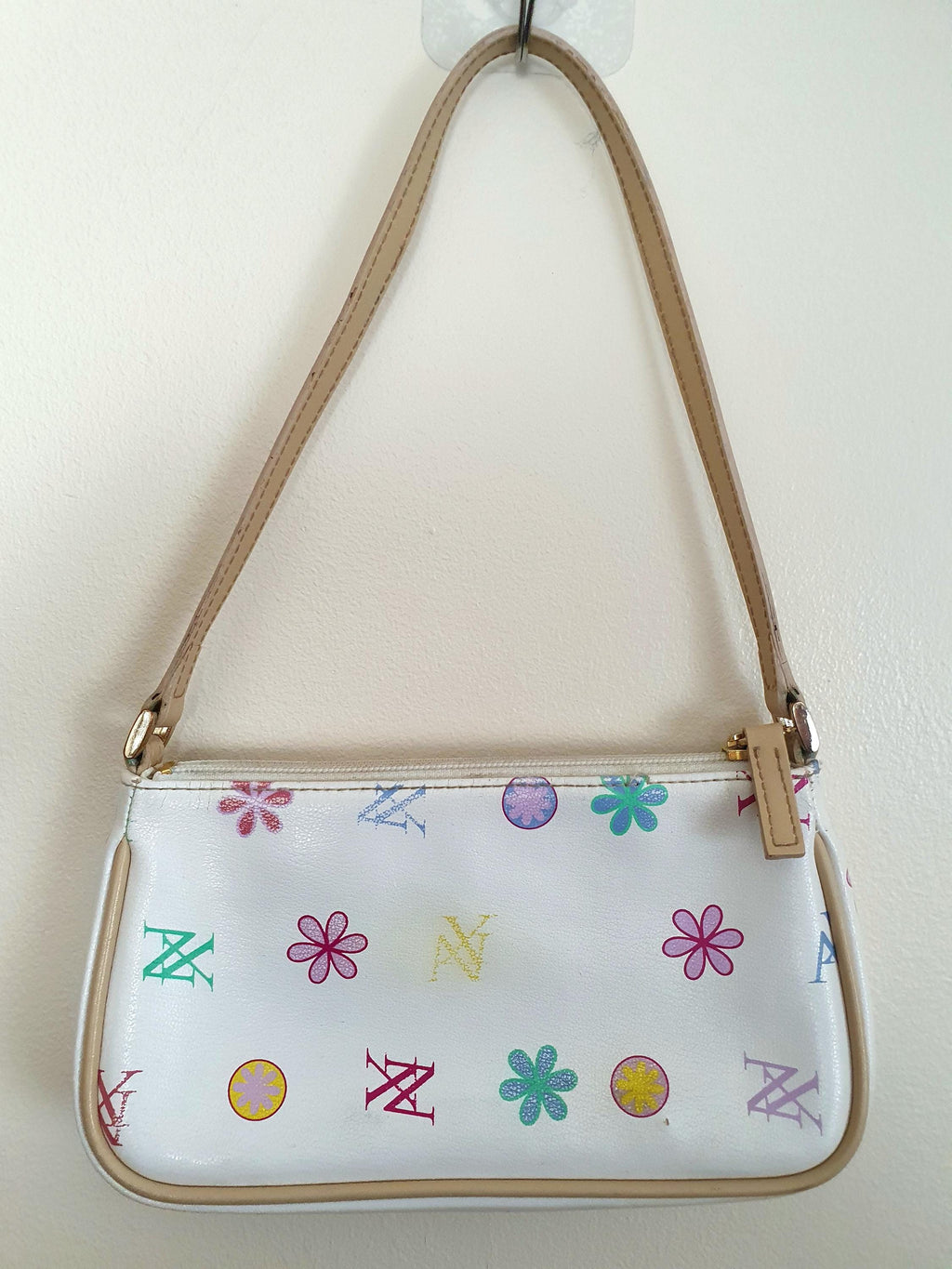 Y2k White Monogram Shoulder Bag