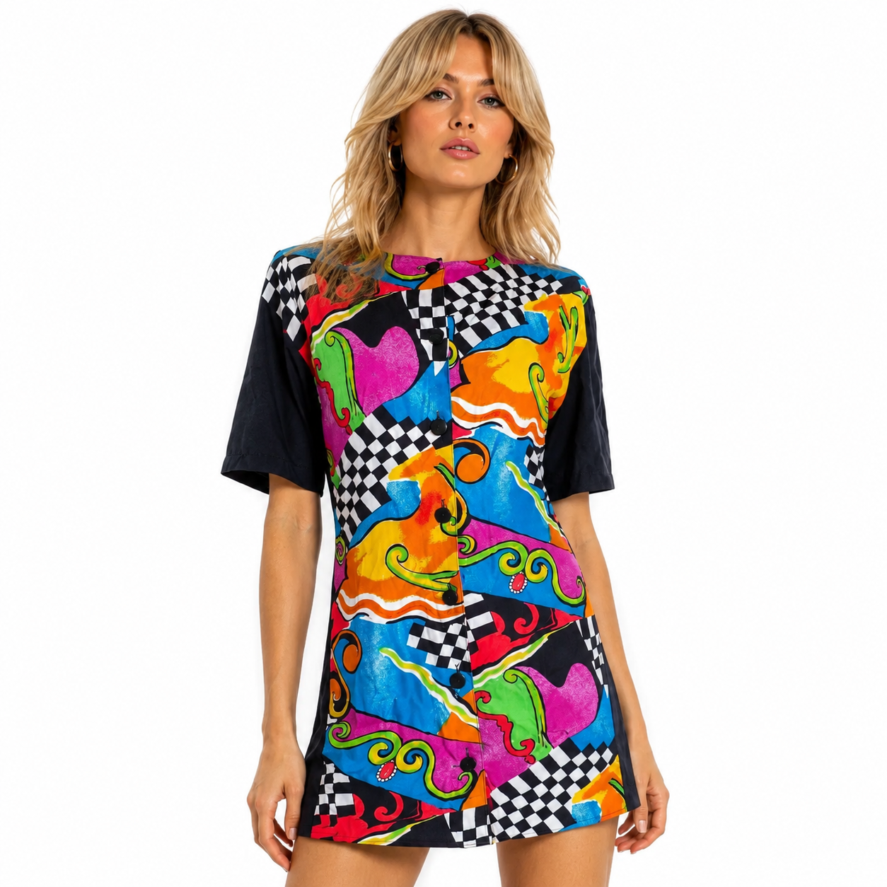 1990s Funky Abstract Mini Dress