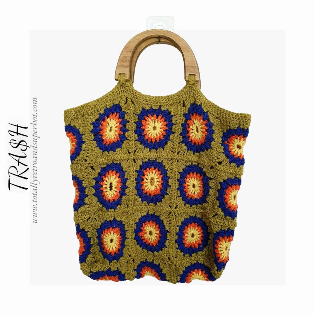 1970s Crochet Shopper Tote Bag