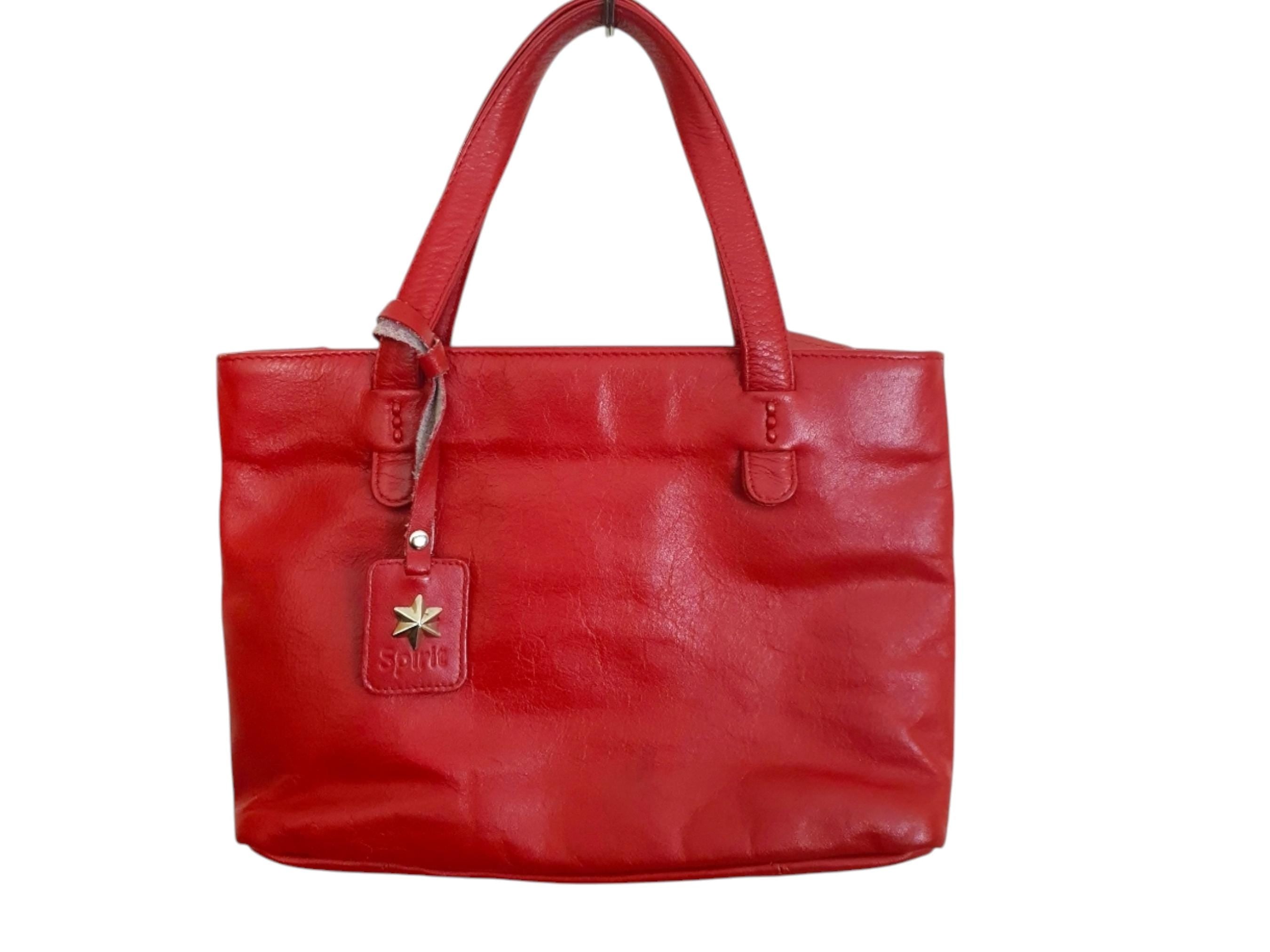 Y2k Red Soft Leather Tote Bag