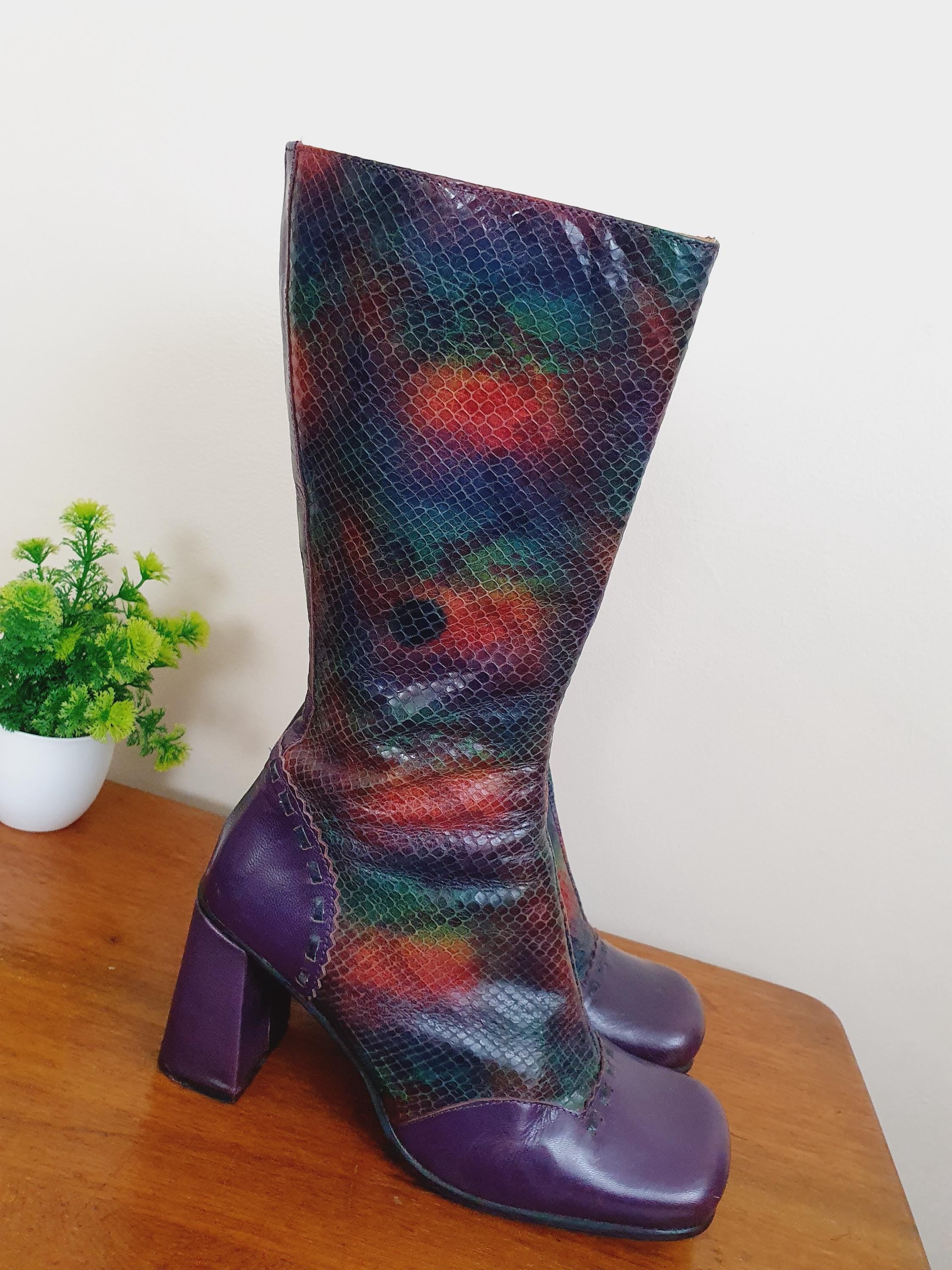 Y2k Shellys Snakeskin Effect Boots